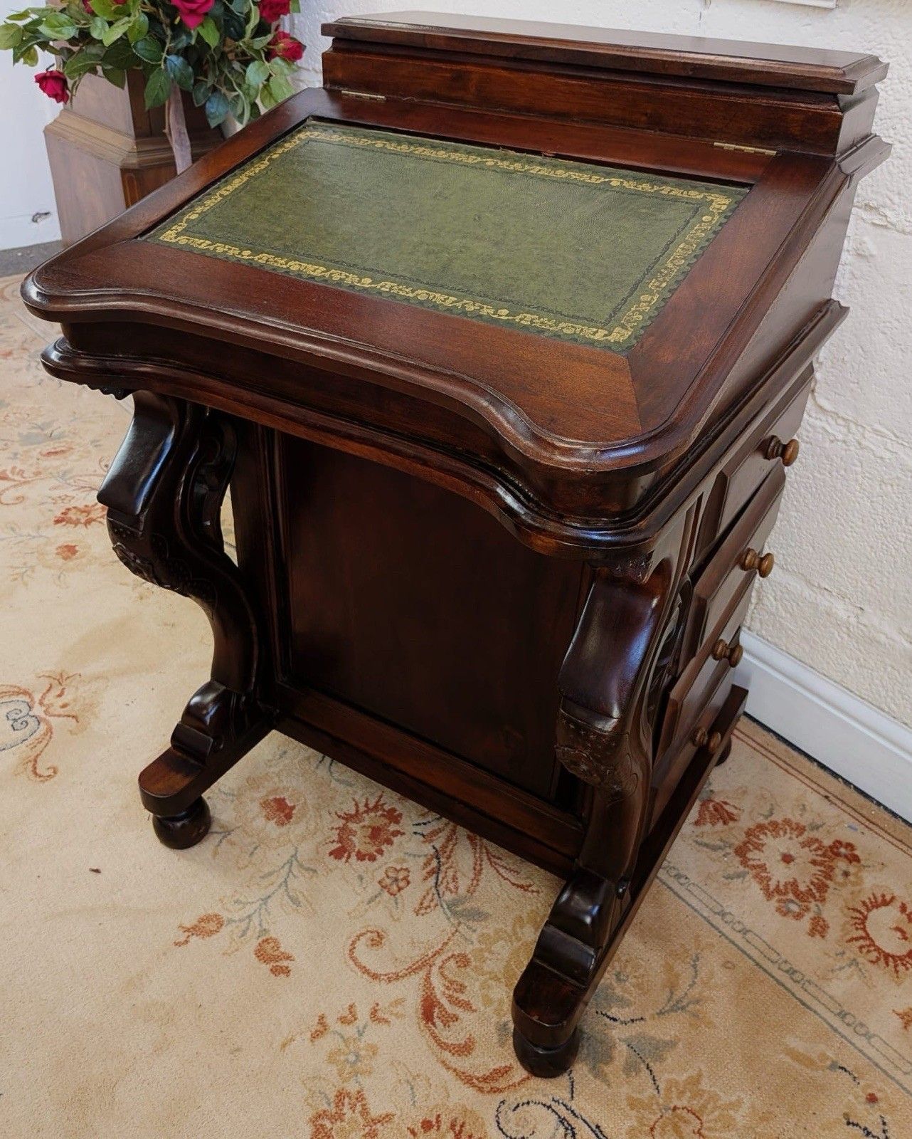 Victorian Influence Carved Mahogany Davenport Desk photo 345.0