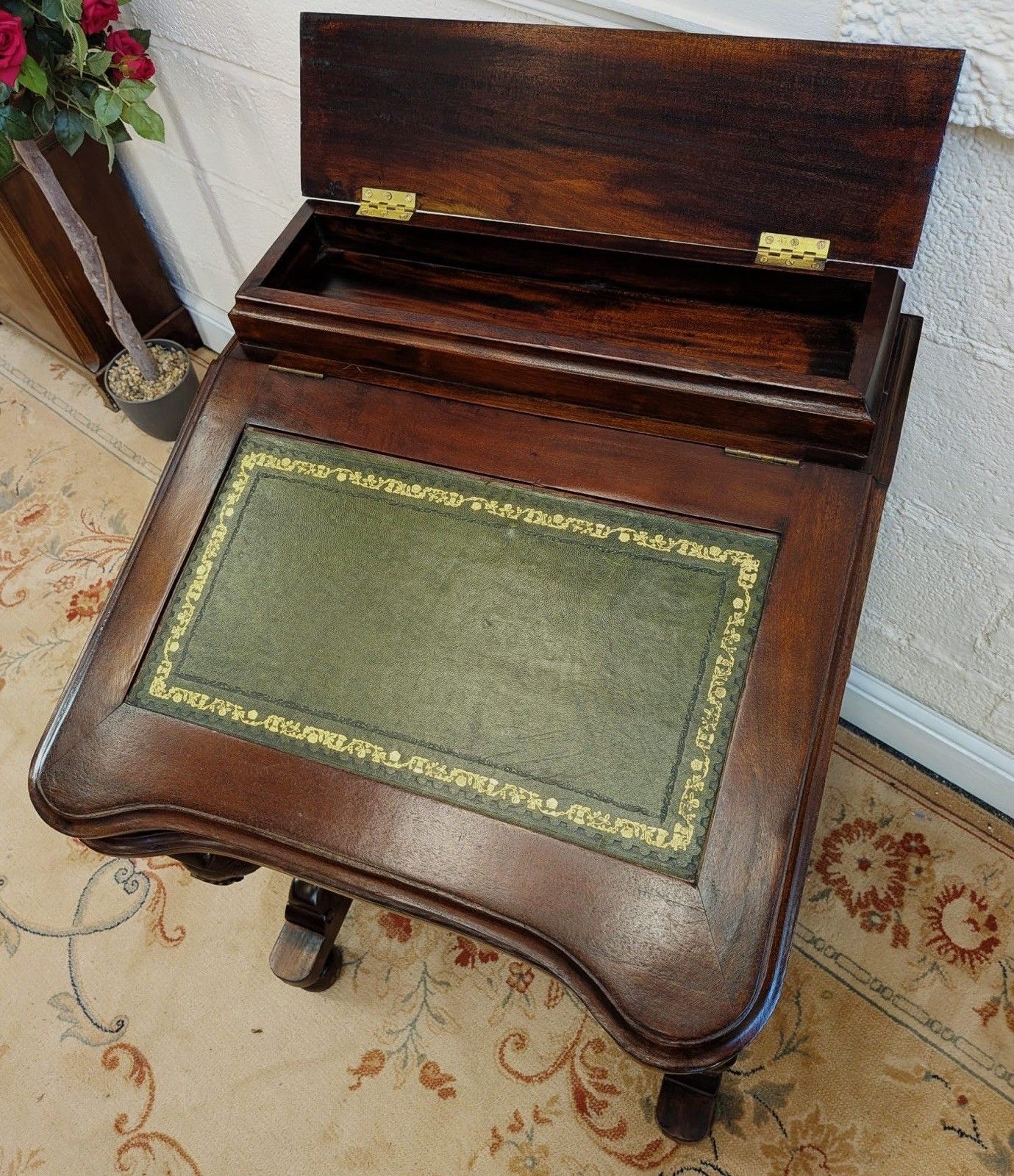 Victorian Influence Carved Mahogany Davenport Desk photo vintage