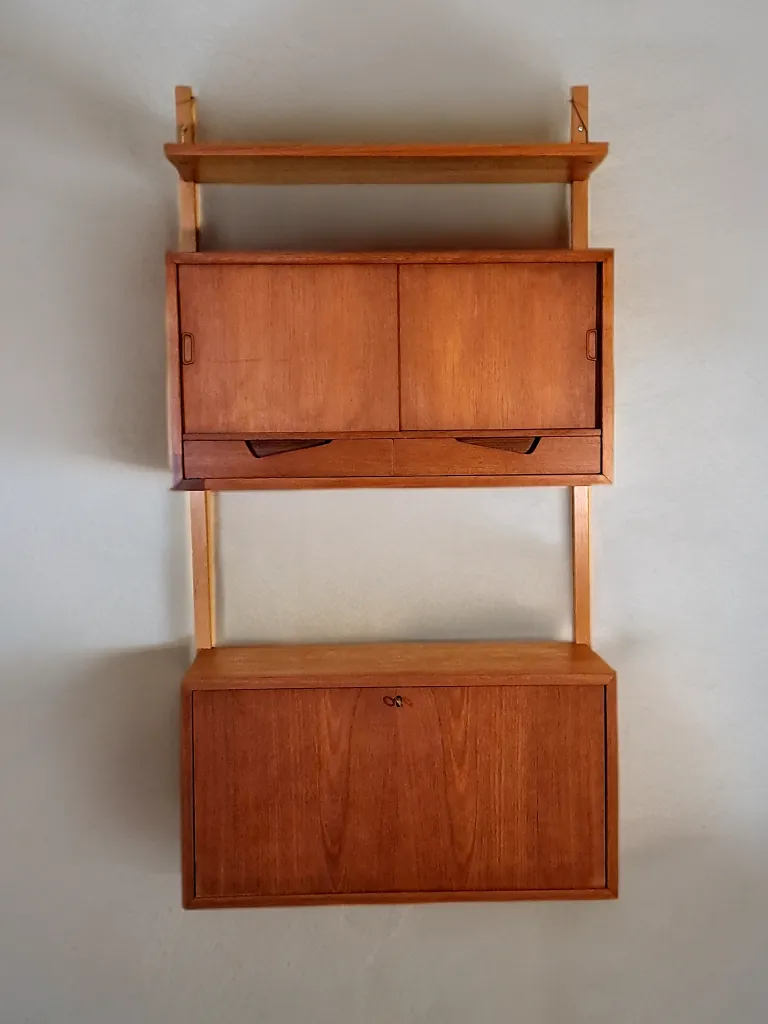 Secretary Wall Unit In Teak By Kjell Riise, Scandinavian Mid Century 1960s photo vinterior