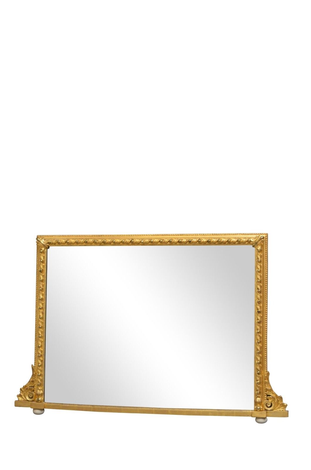 Antique Giltwood Overmantel Mirror With Original Gilt And Glass H83cm