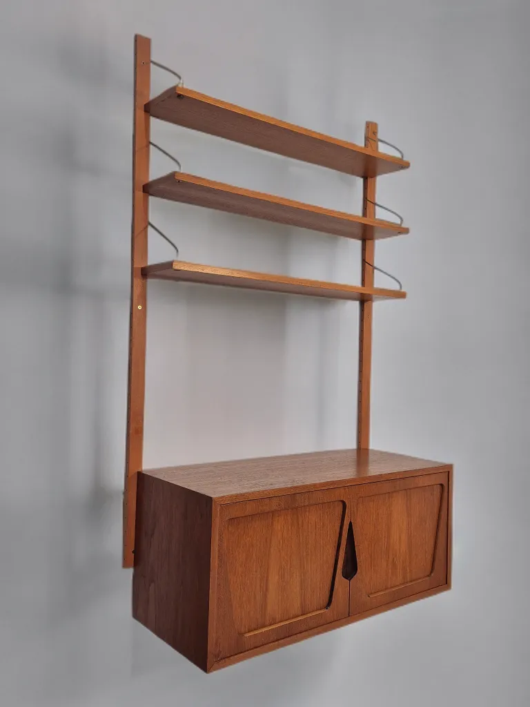 Wall Unit In Teak By Kjell Riise, Scandinavian Mid Century 1960s photo 840.0