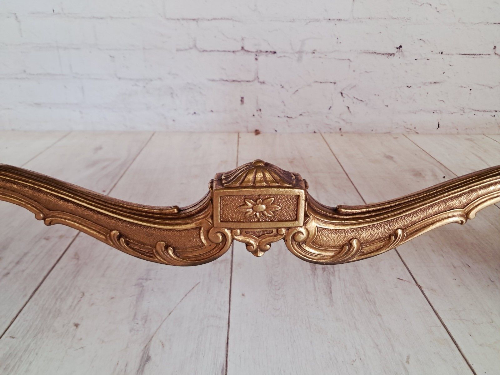 Vintage Onyx & Brass Marble Coffee Table Italian Style Rococo Gold Mid Century photo vintage