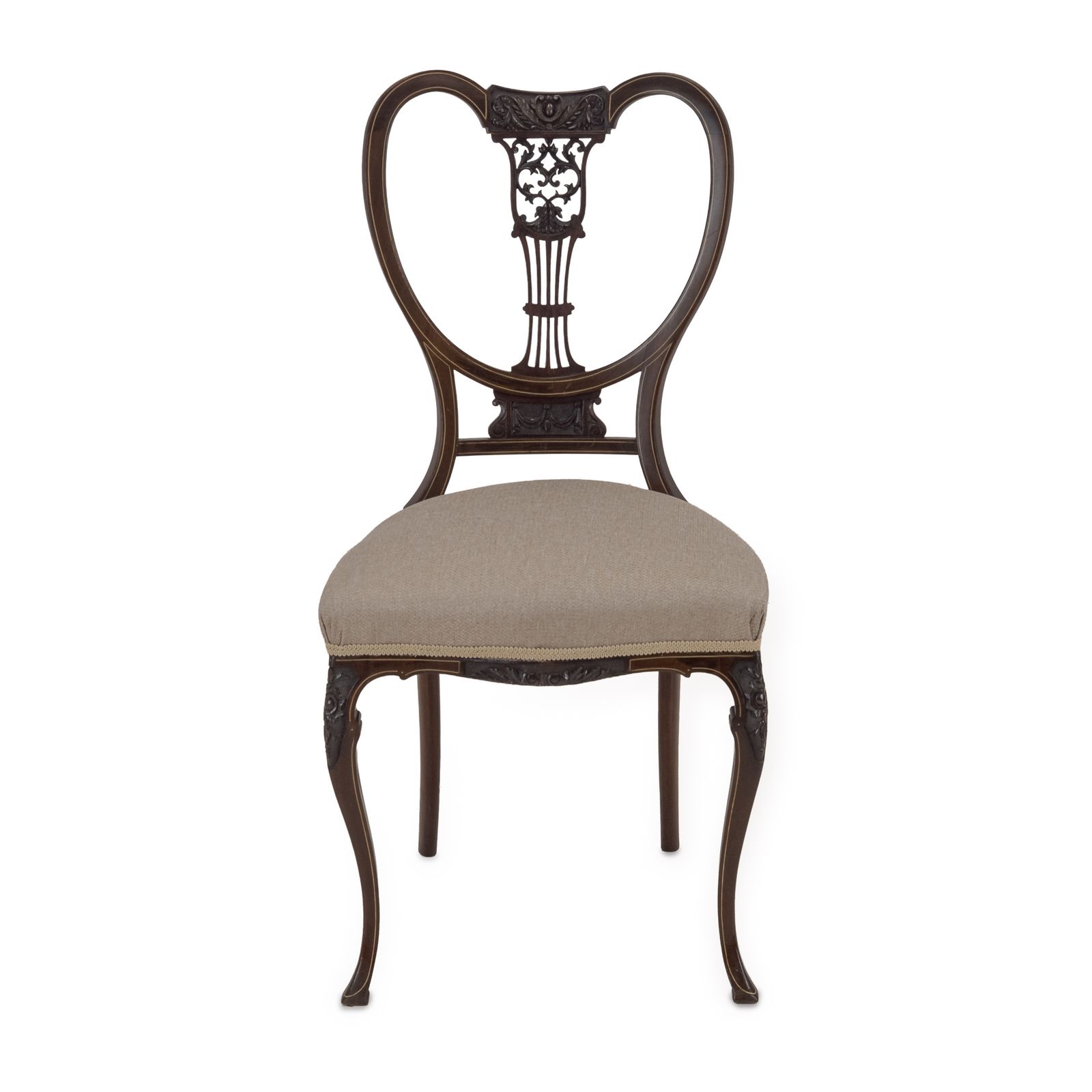 photo furniture Set Of Four Fine Sheraton Revival Inlaid Mahogany Salon Chairs, C.1900