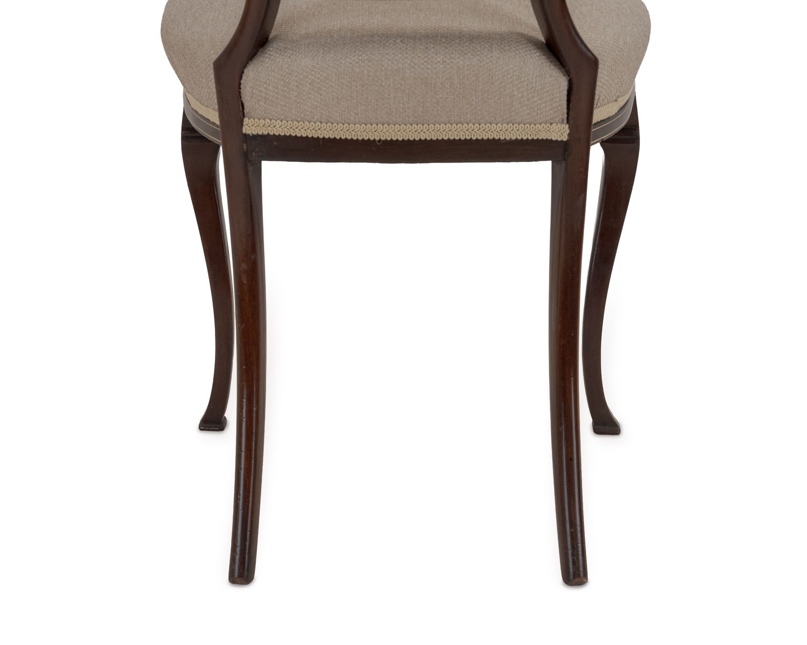 photo buy Set Of Four Fine Sheraton Revival Inlaid Mahogany Salon Chairs, C.1900
