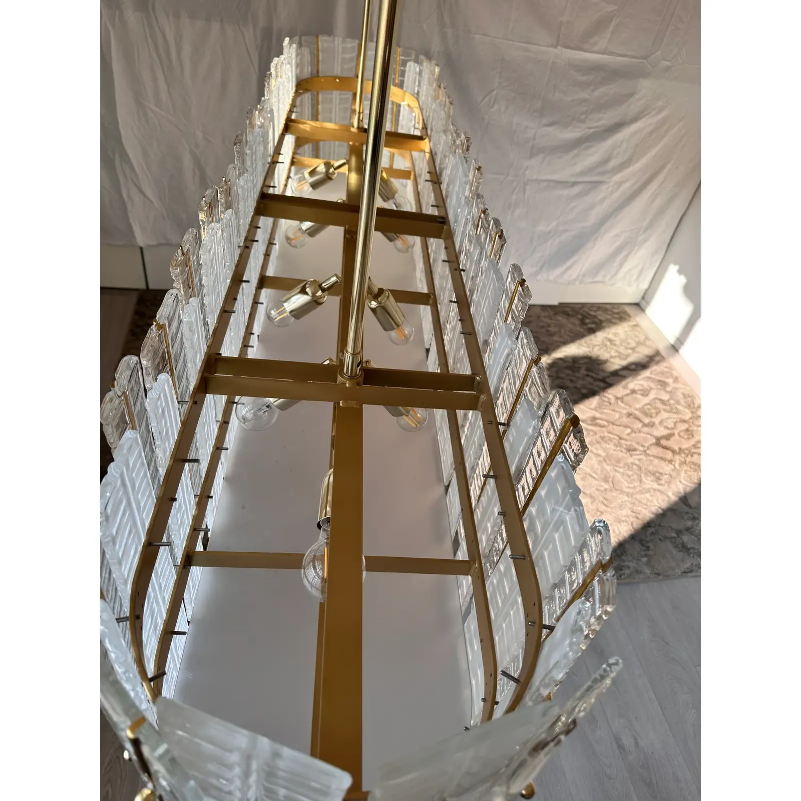 photo for sale Luxury Modern Italian Tropical Gold Murano Glass Chandelier By Simoeng