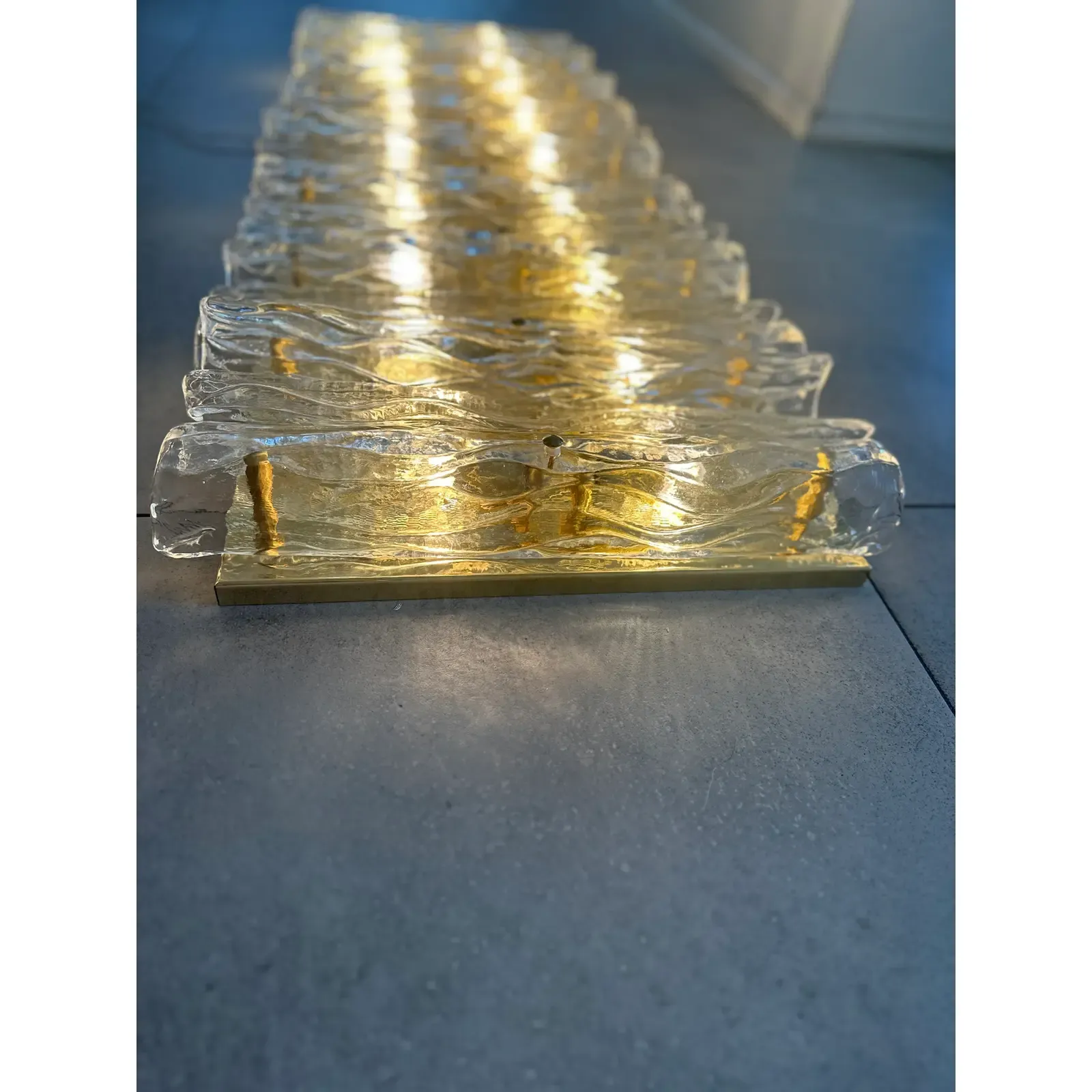 Luxury Italian Murano Glass Brass Wall Sconce / Flush Mount Fixture   Lot Of 4 photo furniture