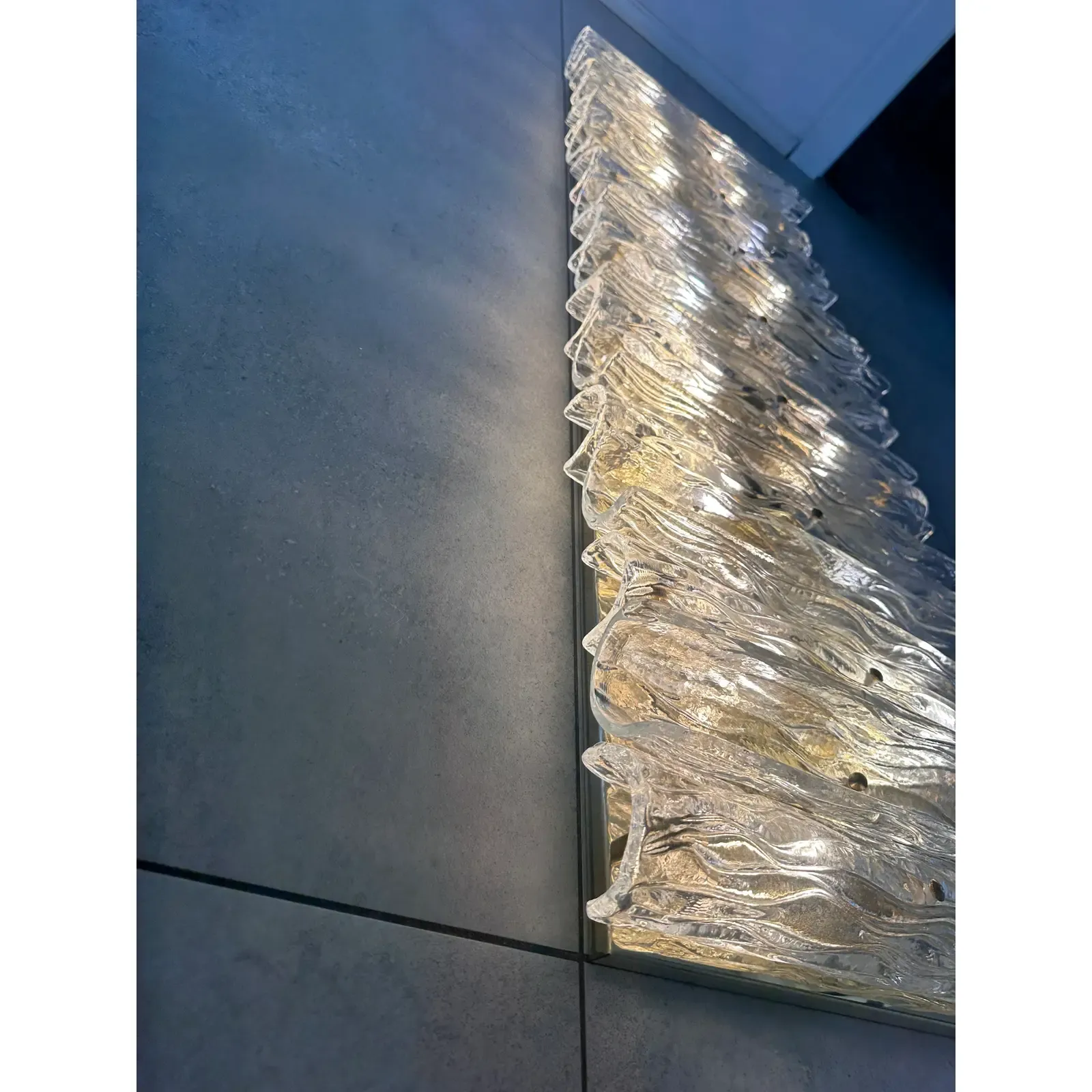 Luxury Italian Murano Glass Brass Wall Sconce / Flush Mount Fixture   Lot Of 4 photo for sale
