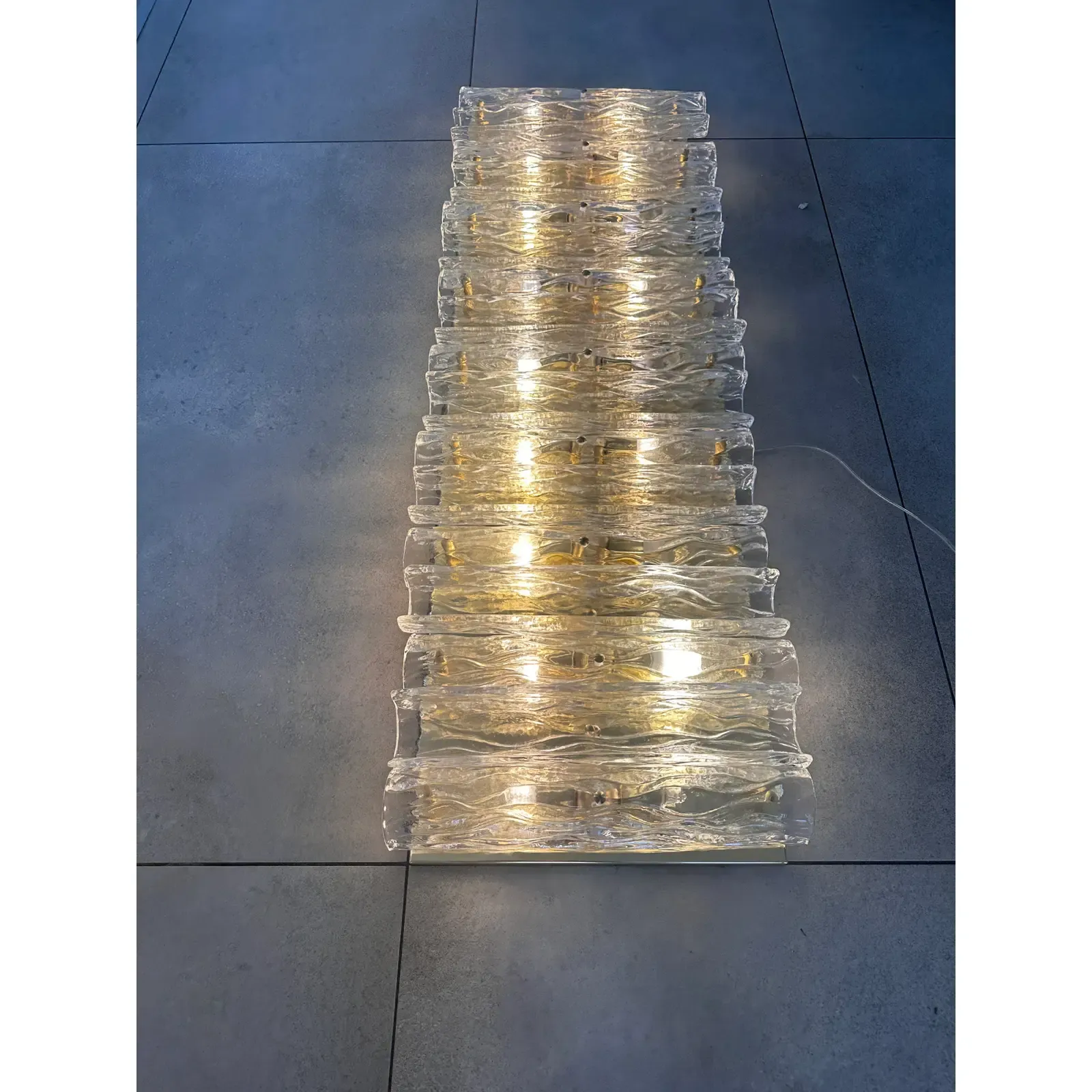 Luxury Italian Murano Glass Brass Wall Sconce / Flush Mount Fixture   Lot Of 4 photo 11838.0