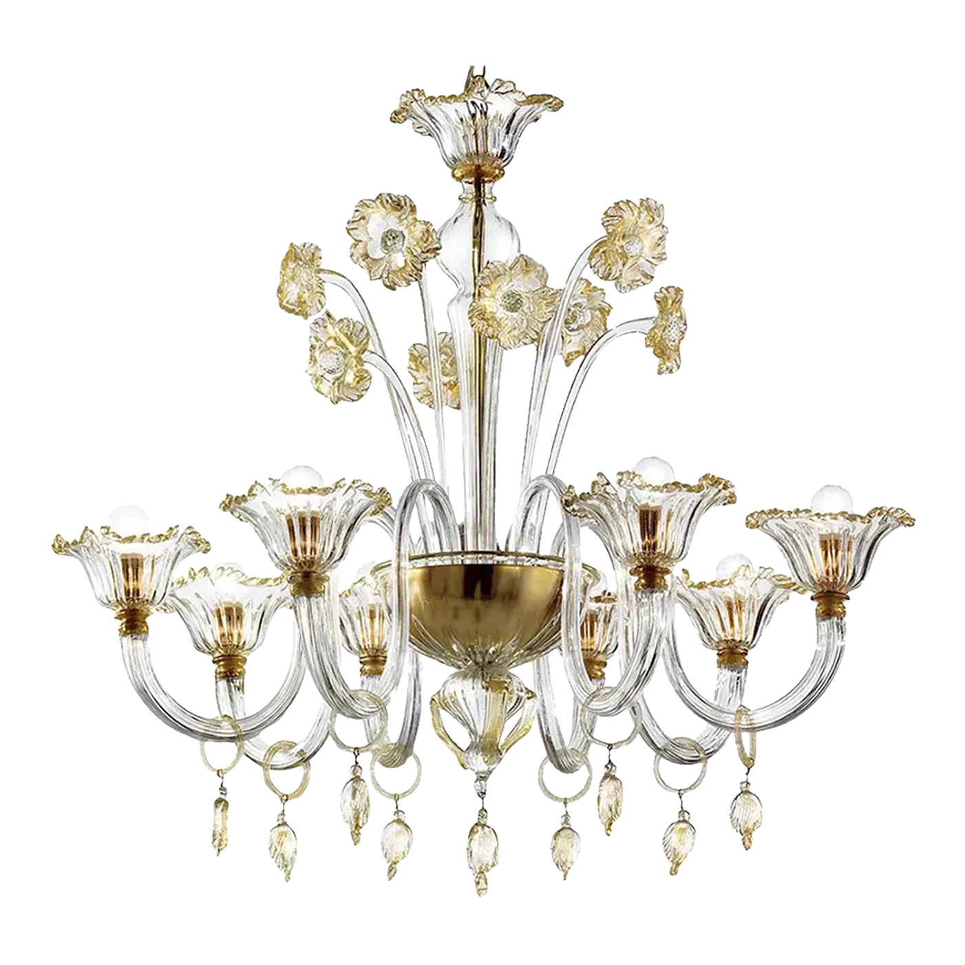 Elegant Romantic Murano Glass Chandelier With Floral Accents
