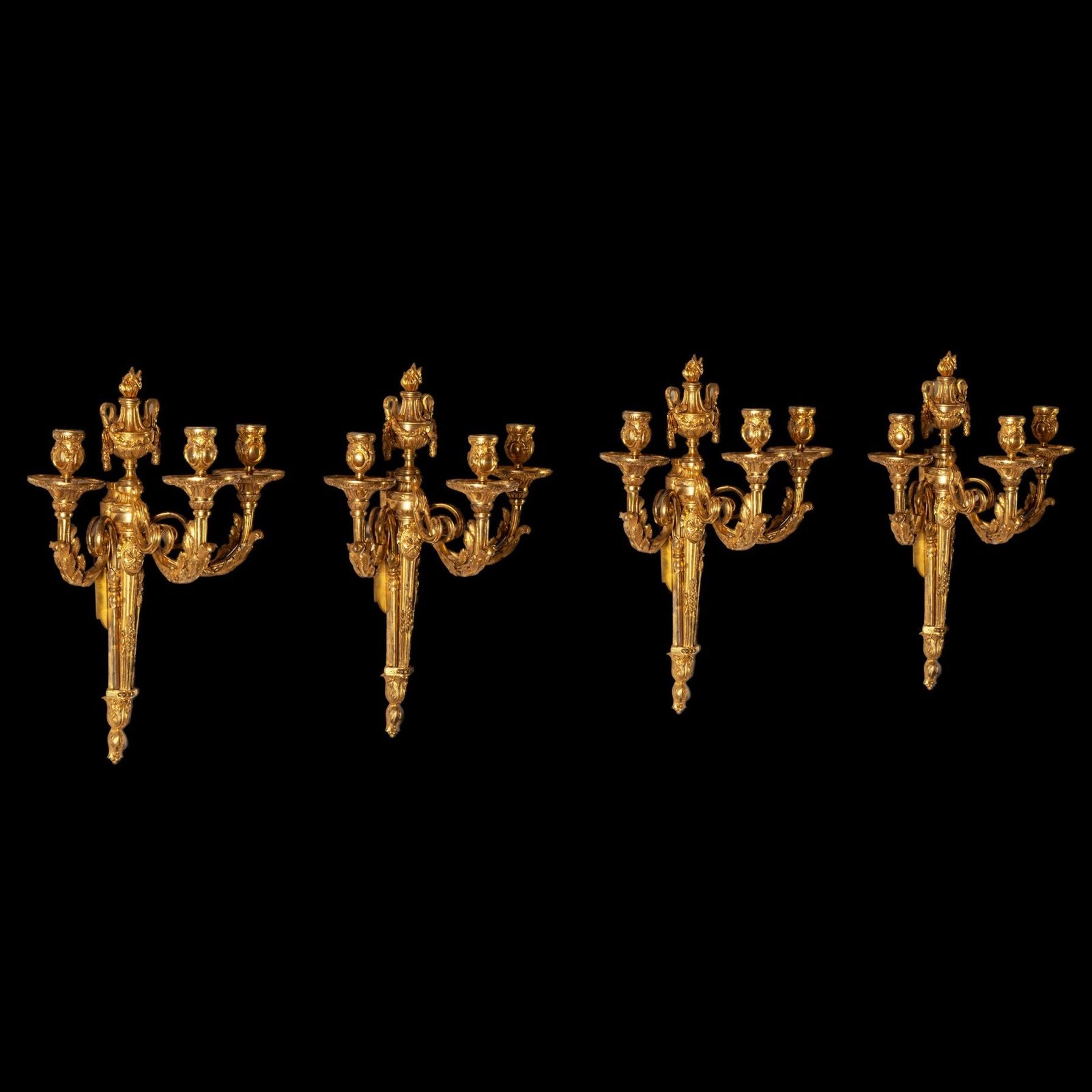 38500.0 Set Of Four Louis XV Ormolu Three Branch Wall Lights Circa 1770 photo