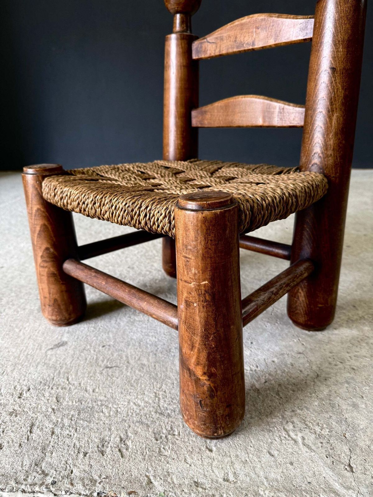 photo for sale French Provincial Brutalist Design Low Stool By Charles Dudouyt, France 1940's