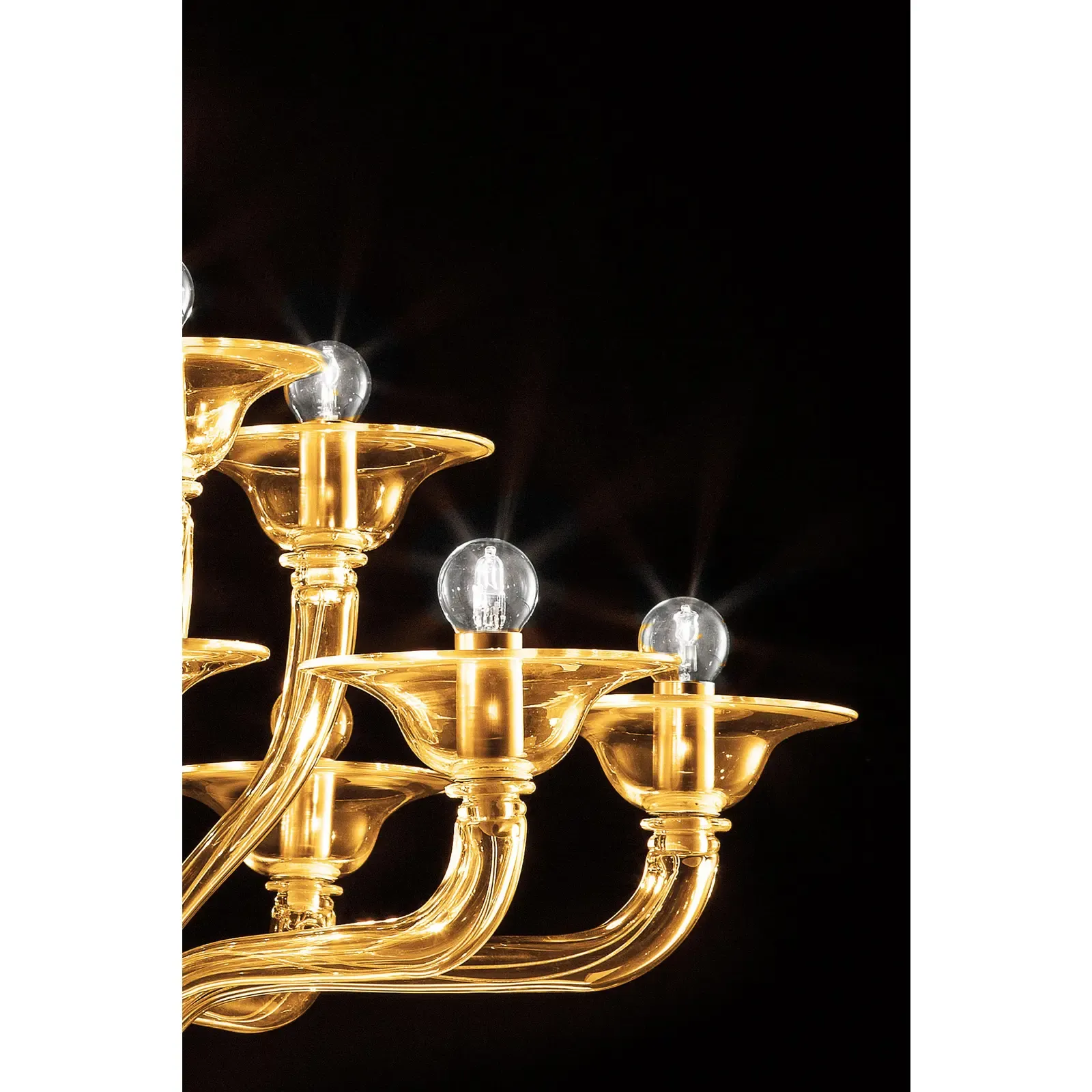 Modern Amber Linear Murano Glass Gold Chandelier In Contemporary Style photo Lighting