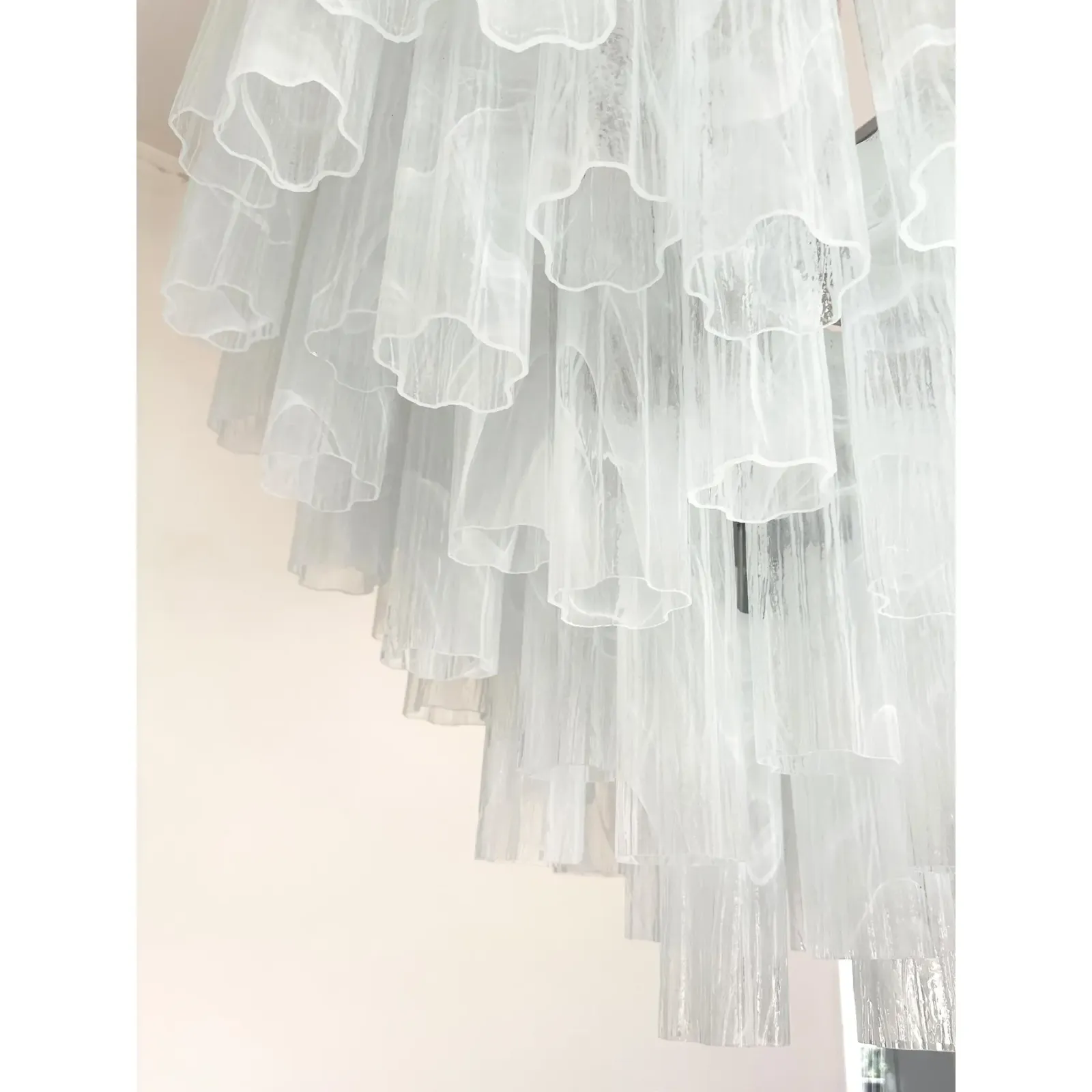 Modern Large Venetian White Alabastro Tronchi Murano Glass Chandelier By Simoeng photo for sale