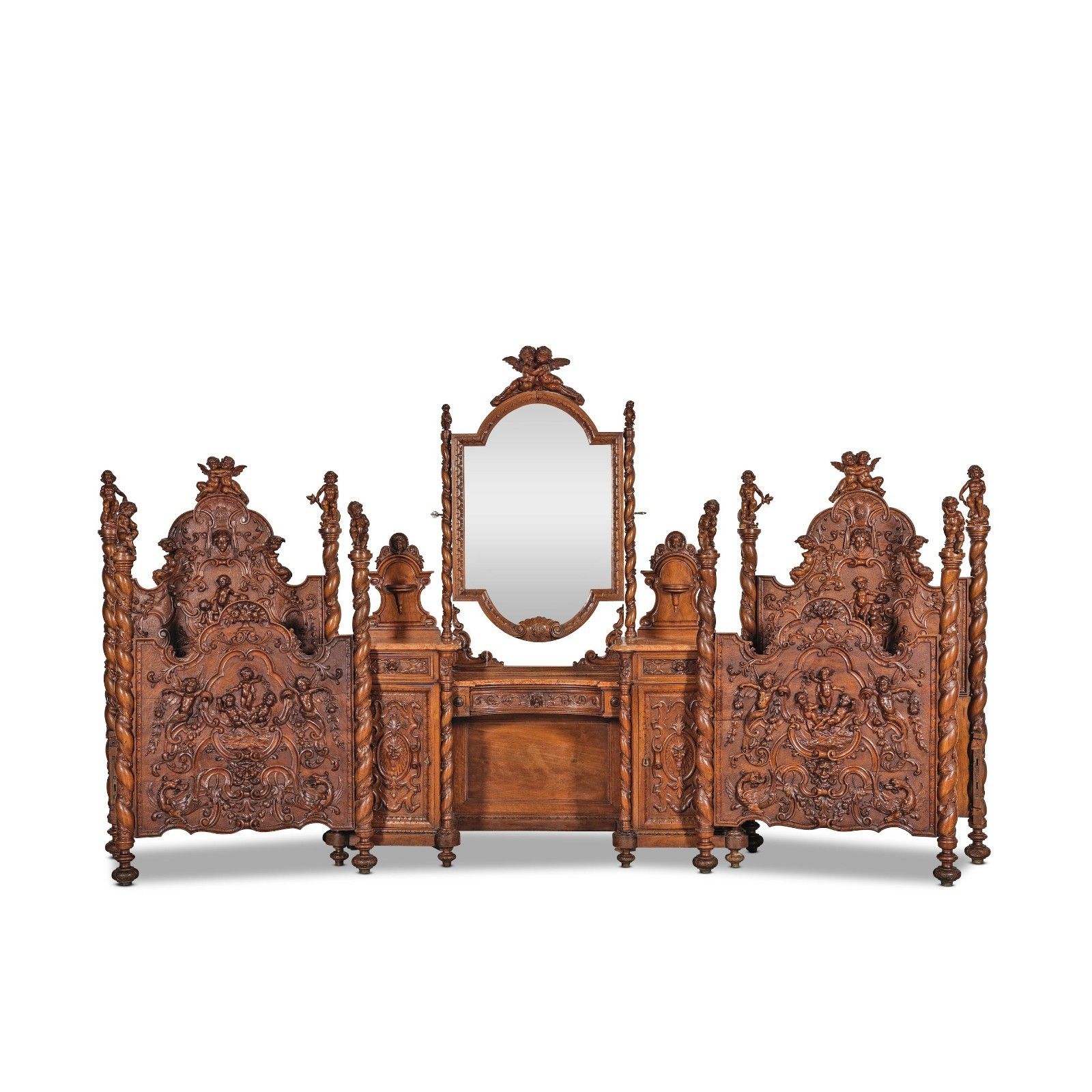 Antique Italian Renaissance Bedroom Set Attr Luigi Frullini 19th Century Chateau photo for sale