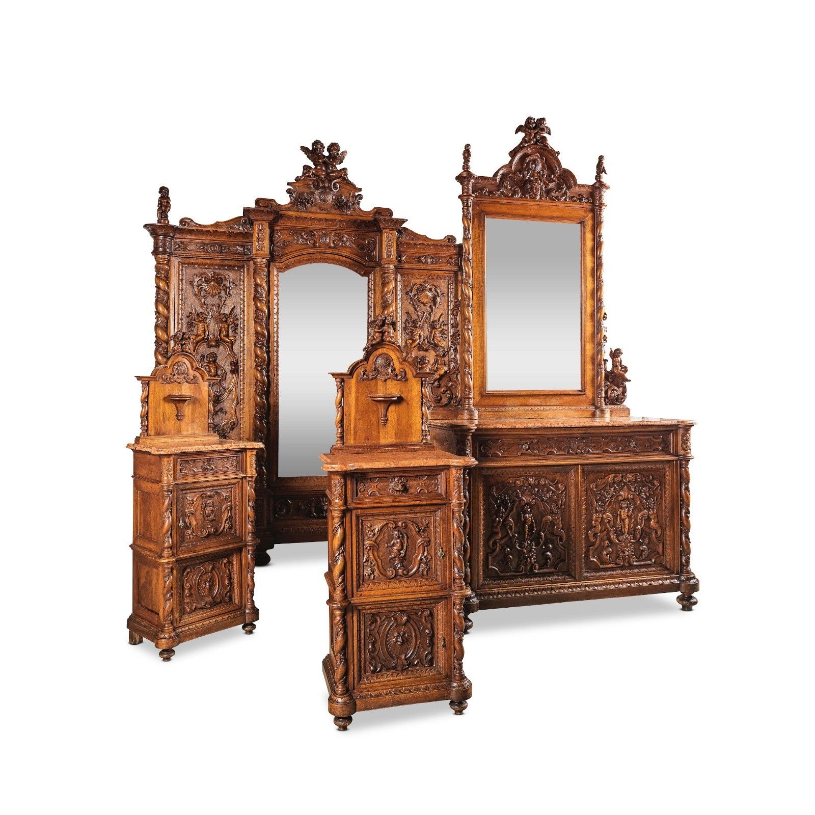 Antique Italian Renaissance Bedroom Set Attr Luigi Frullini 19th Century Chateau photo Furniture