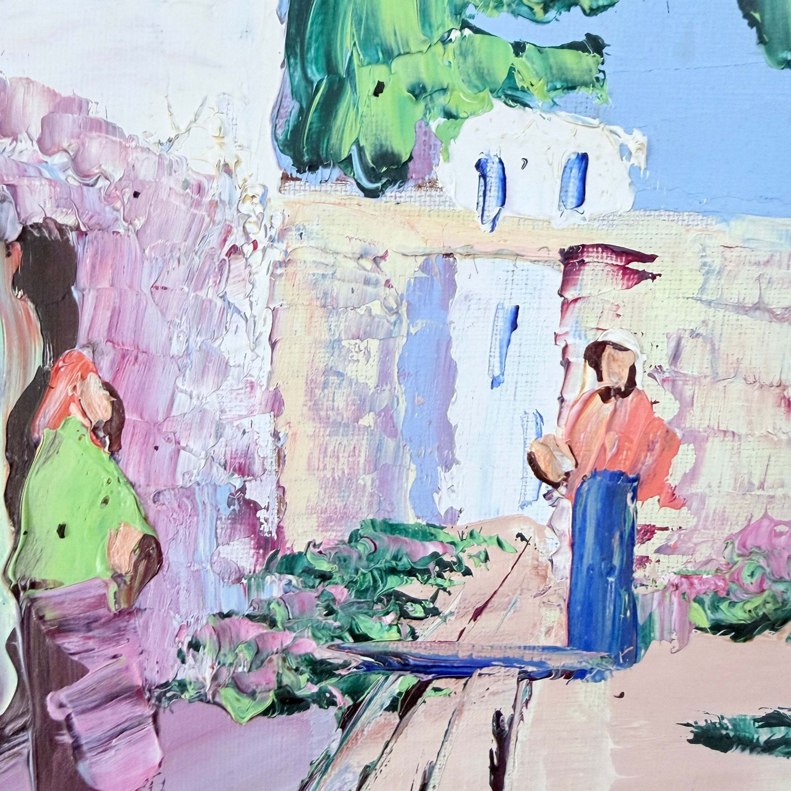 The Morning Talk, Italy. Vintage Oil Painting By Charles Schölander. photo for sale