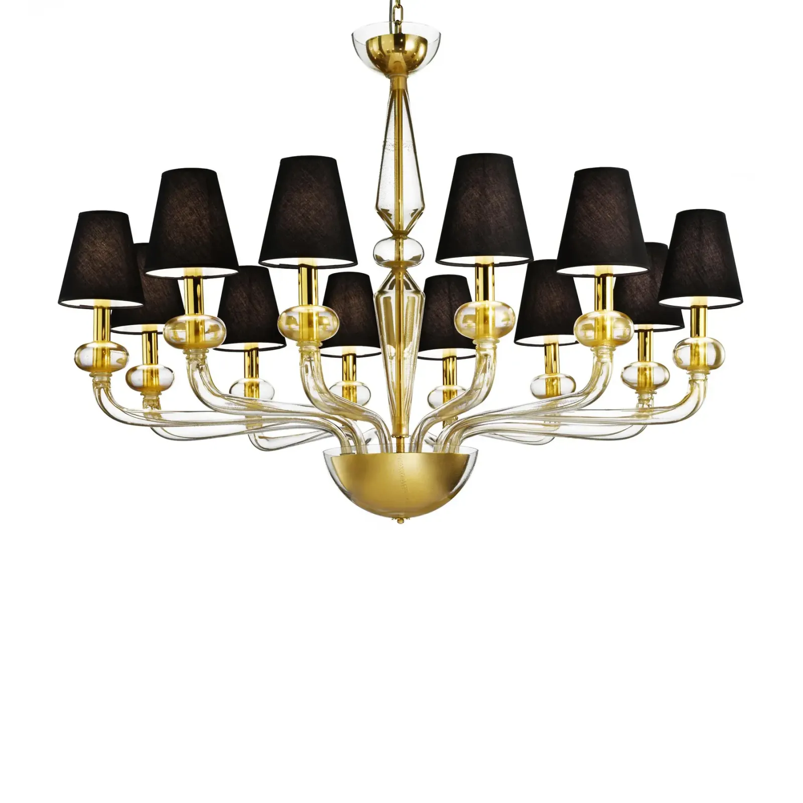 Minimalist Modern Linear Murano Glass Chandelier With Gold Leaf Accents photo furniture