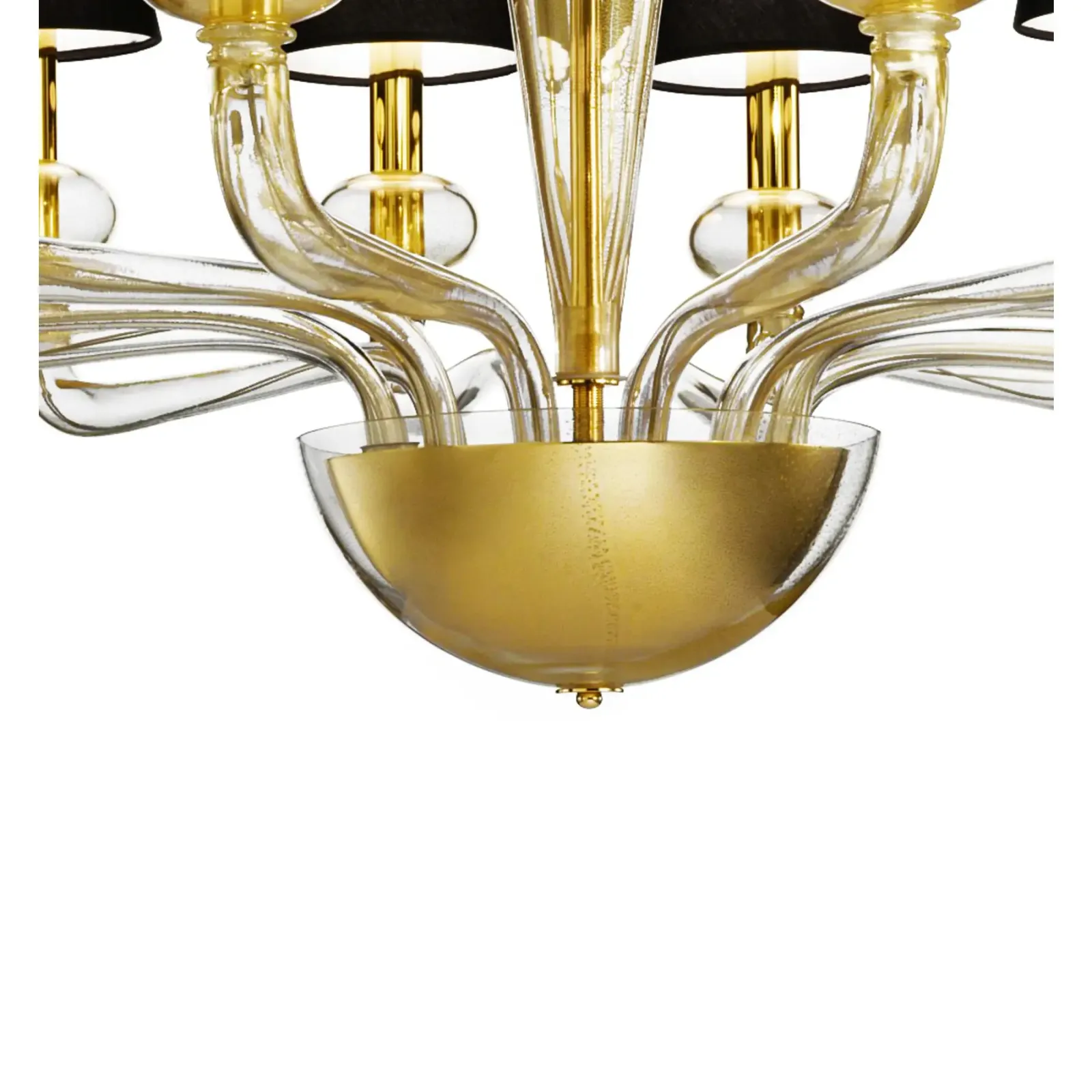 Minimalist Modern Linear Murano Glass Chandelier With Gold Leaf Accents photo for sale