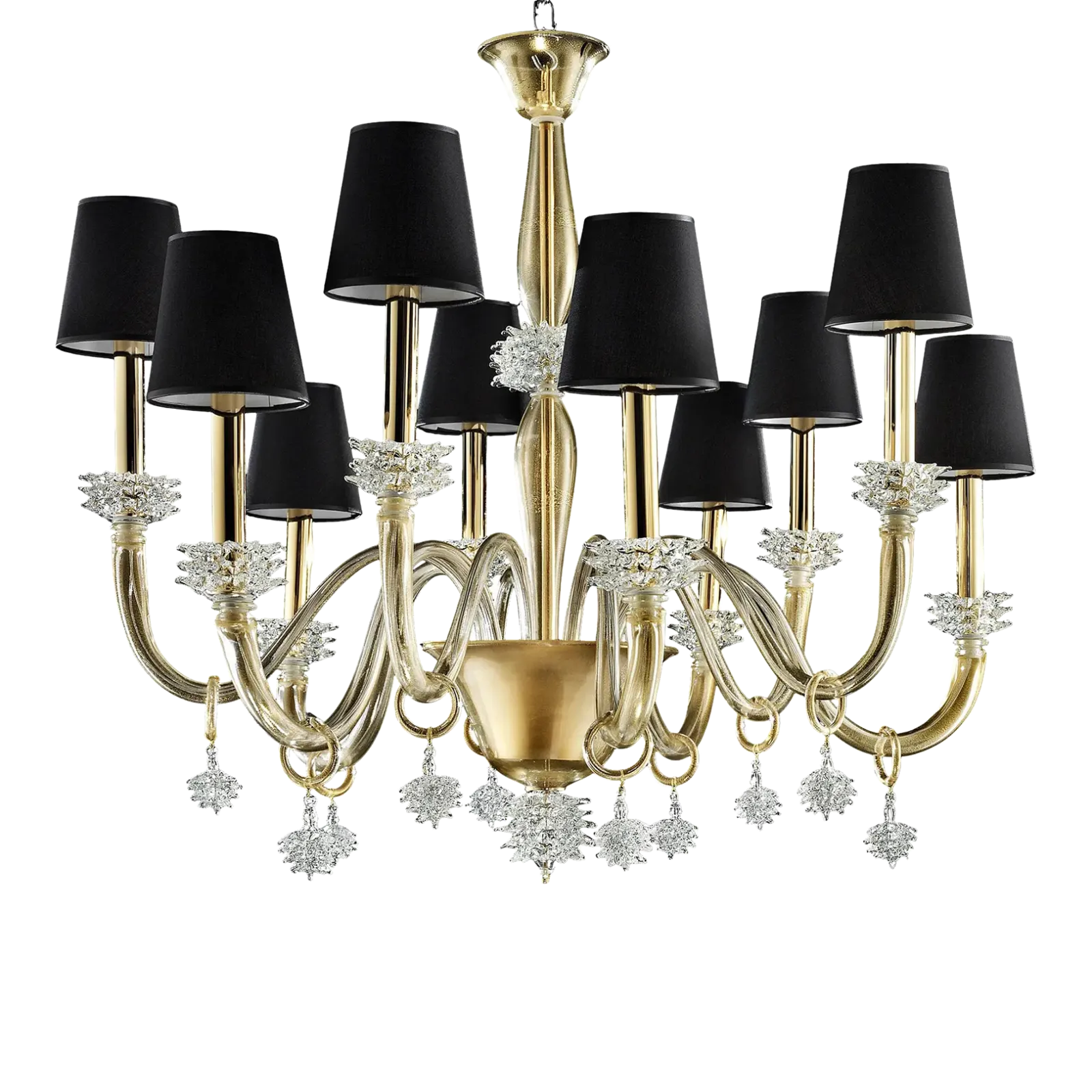 Modern Venetian “Rostrato” Murano Glass Chandelier