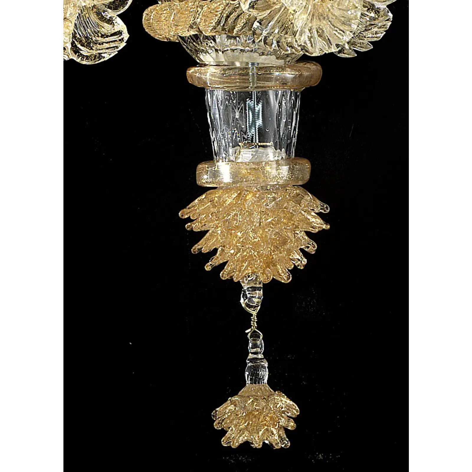Italian Murano Glass Ca’ Rezzonico – Handcrafted Gold Floral Motif Design photo vintage