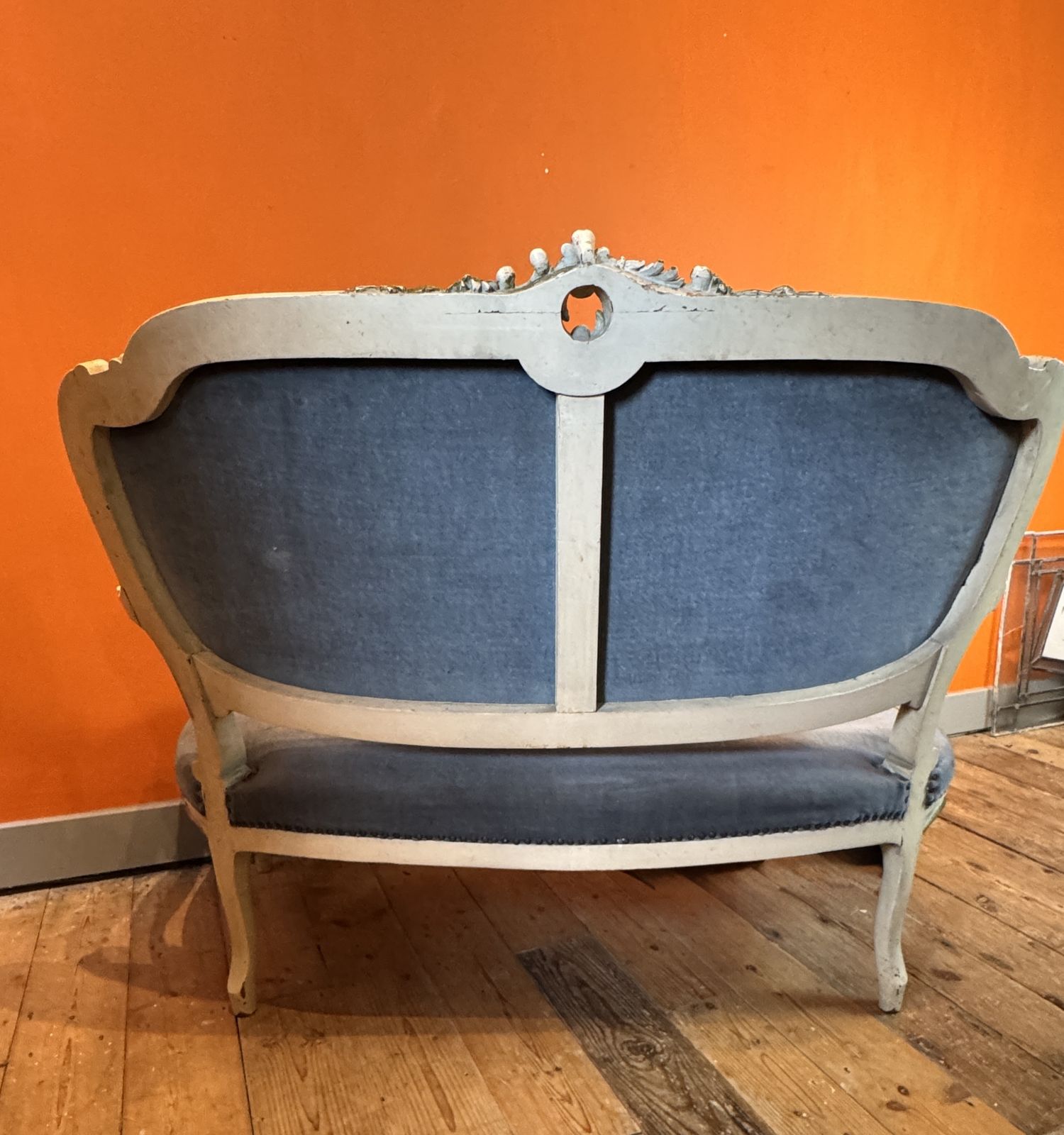 Antique French Two Seat Painted Sofa In Louis XV Style For Recovering photo vinterior