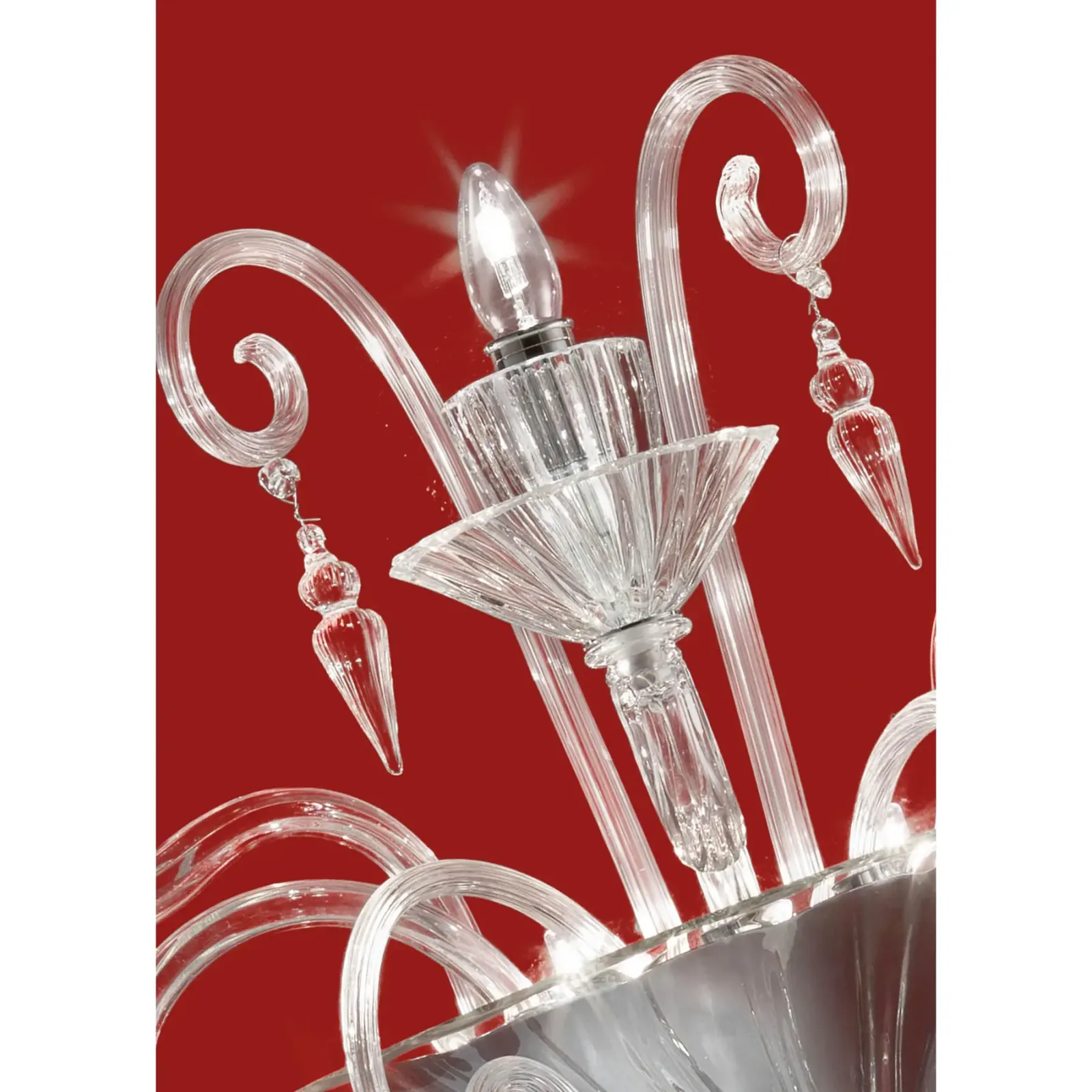 Venetian Imperial “Rigadin” Murano Glass Wall Sconce In Transparent Glass photo 3330.0