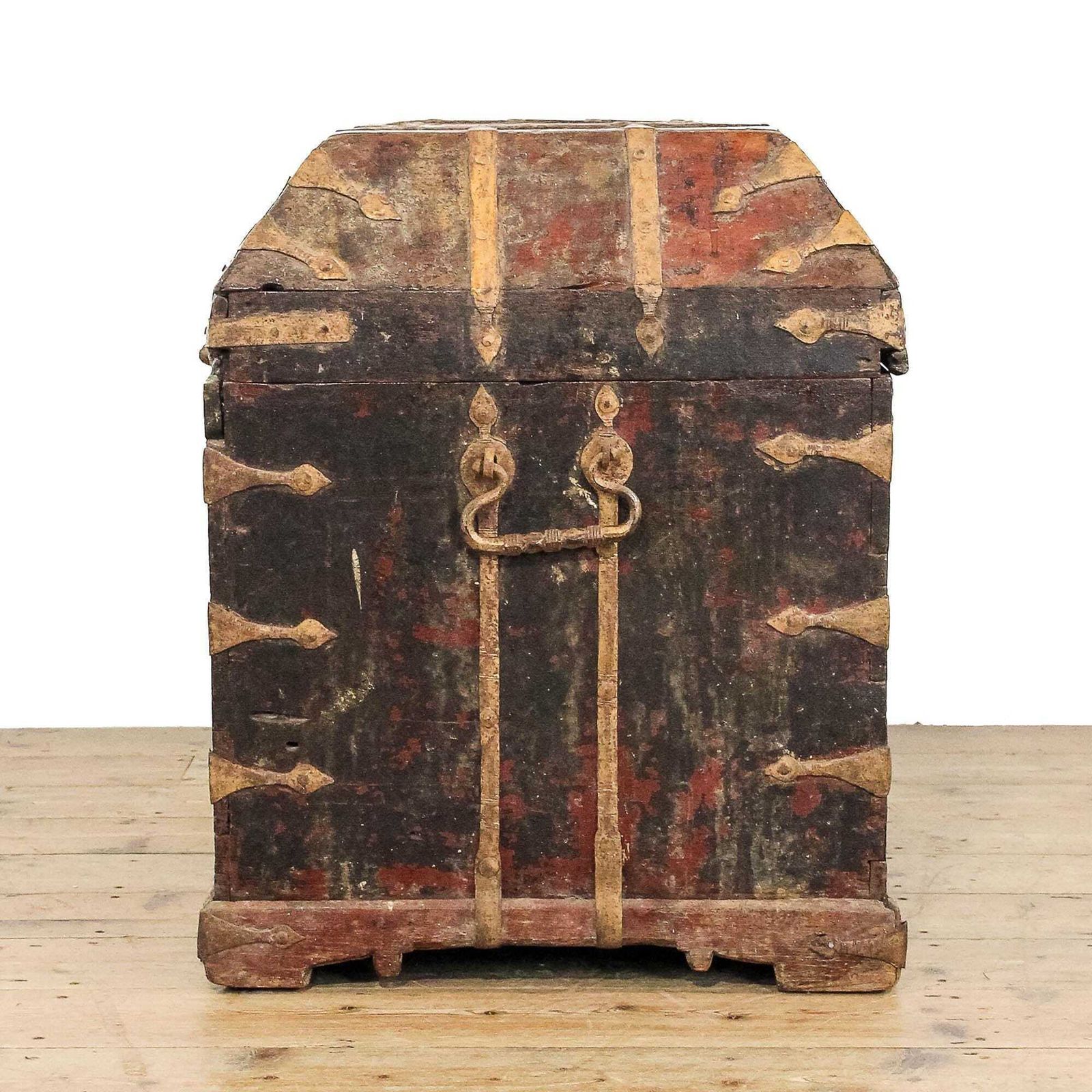 Antique 19th Century Iron Bound Trunk | Antique Furniture | Antique Trunk | Antique Storage | Pine Trunks | Blanket Box (M 5955) photo for sale