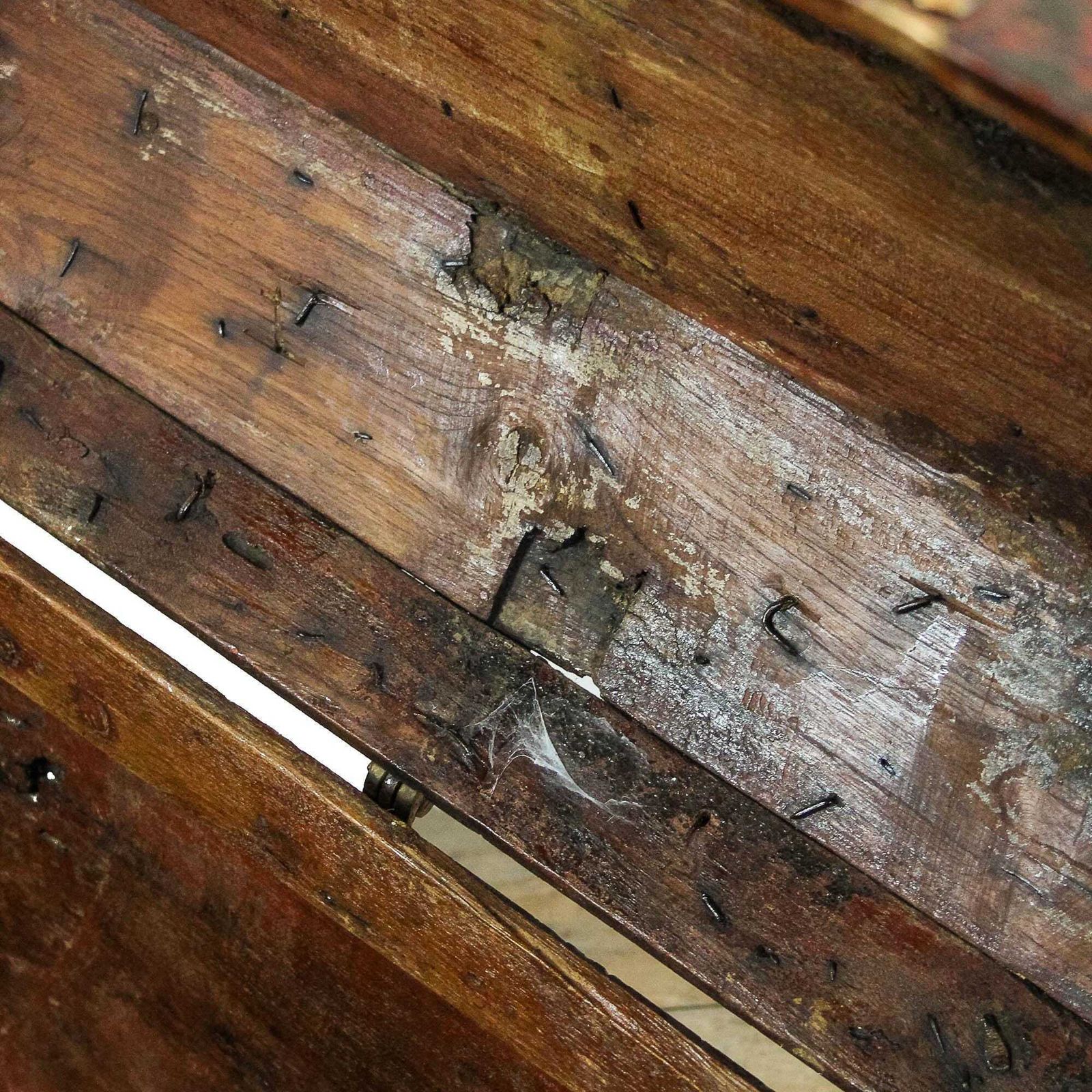 Antique 19th Century Iron Bound Trunk | Antique Furniture | Antique Trunk | Antique Storage | Pine Trunks | Blanket Box (M 5955) photo vintage