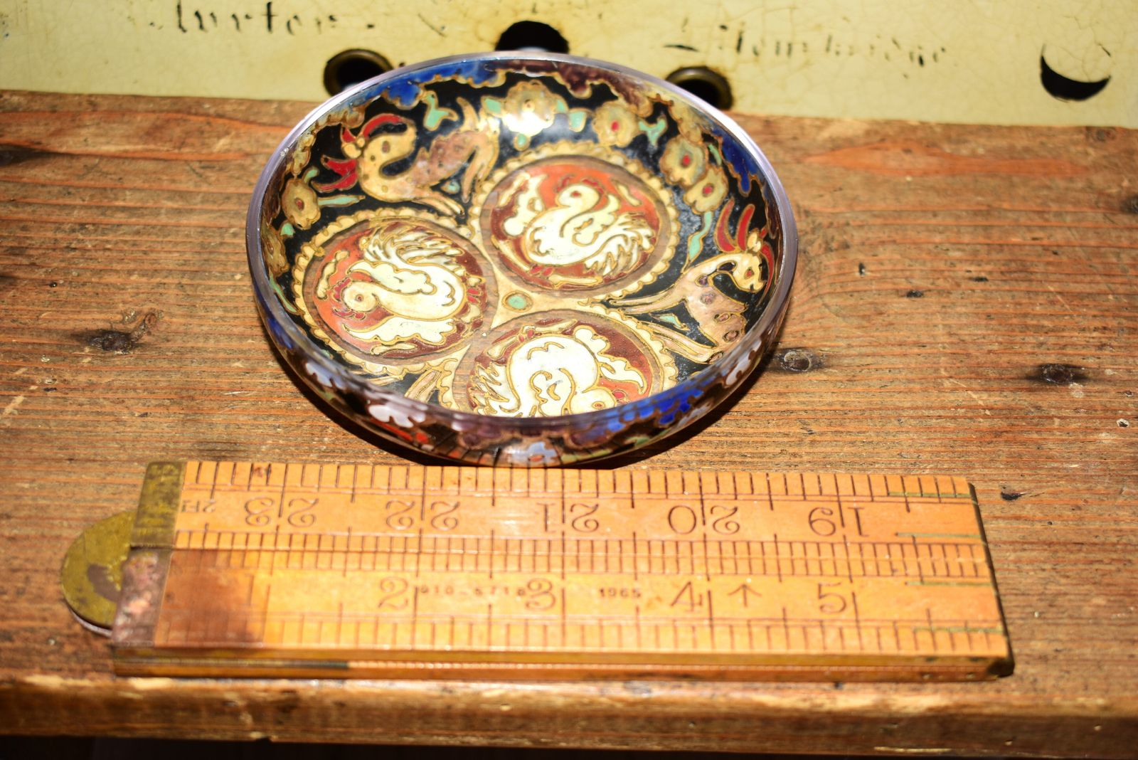 Mudejar Style Hand Painted Decorative Glass Dish By José Cire Royo C.1960 photo furniture