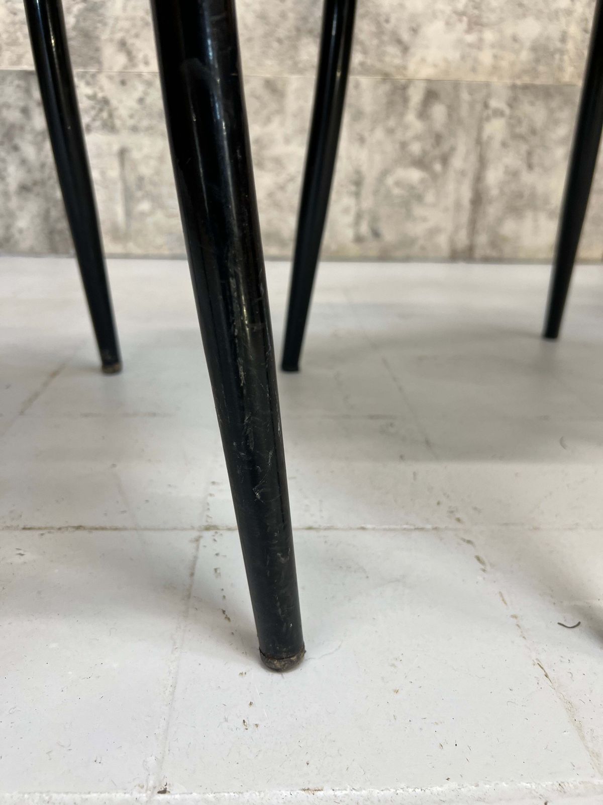 Set Of 4 Black Round Back Black French Bistro Chairs photo vintage