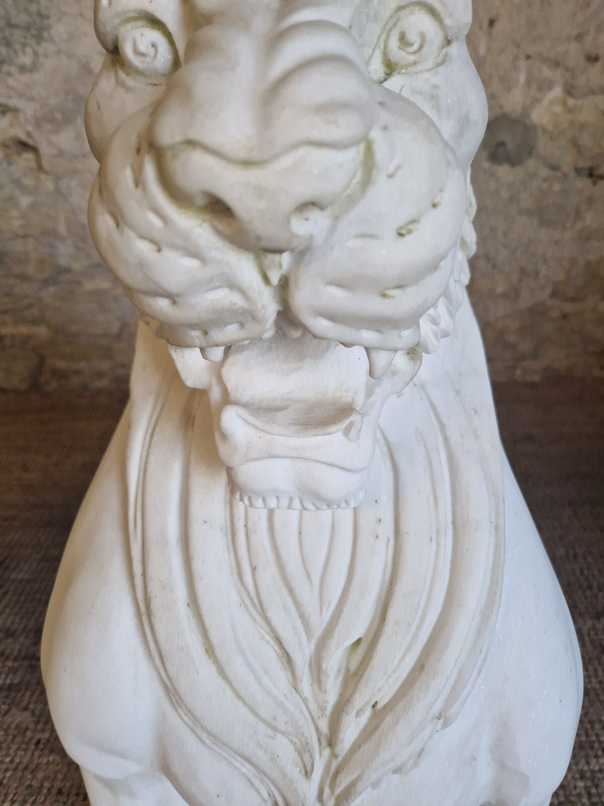 Pair Of Art Deco Life Size Marble Guarding Lions Statues photo buy