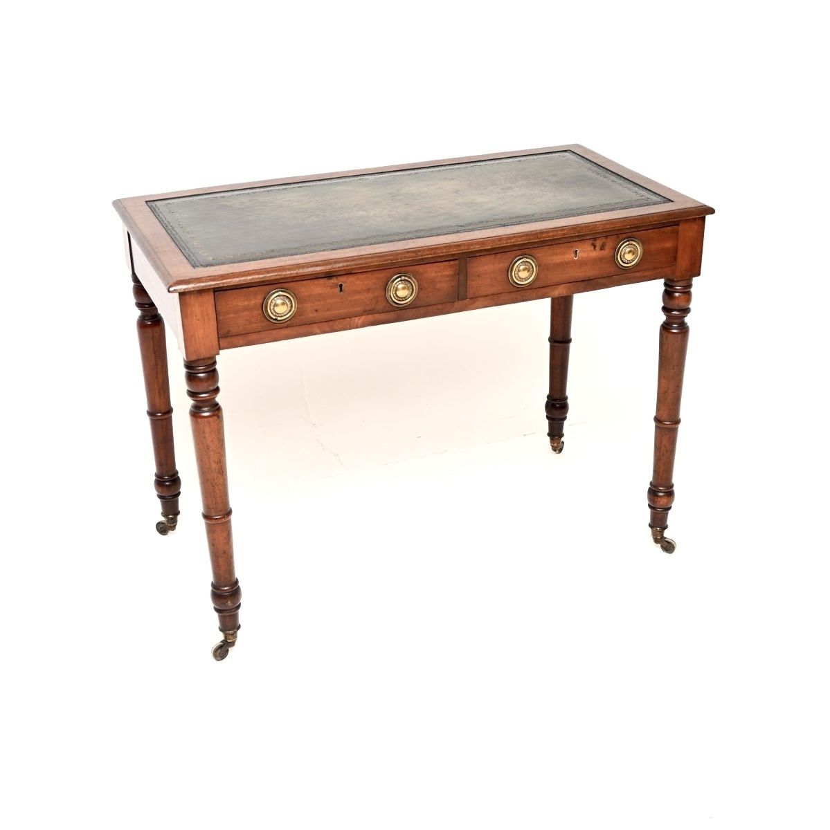 Antique Georgian Mahogany Leather Top Writing Table / Desk
