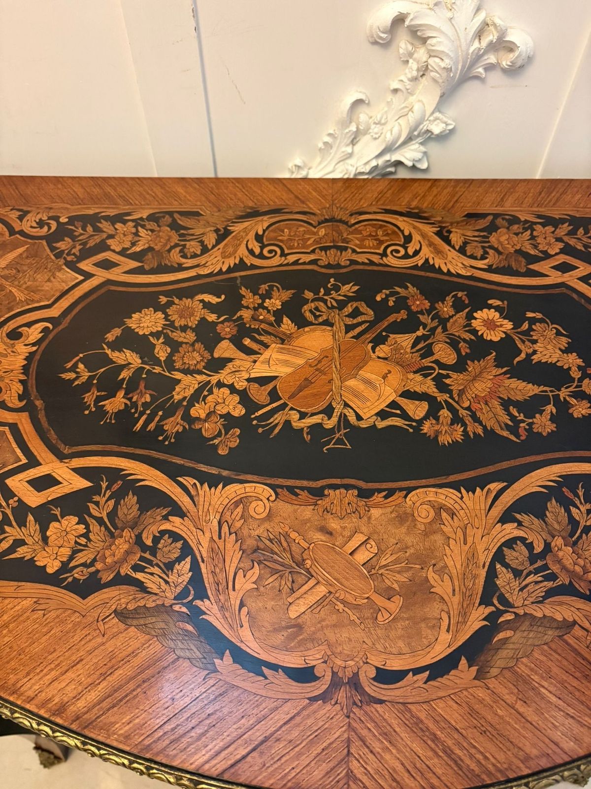 photo buy Antique French Kingwood Marquetry Card Table Ormolu Mounted Louis XV Style