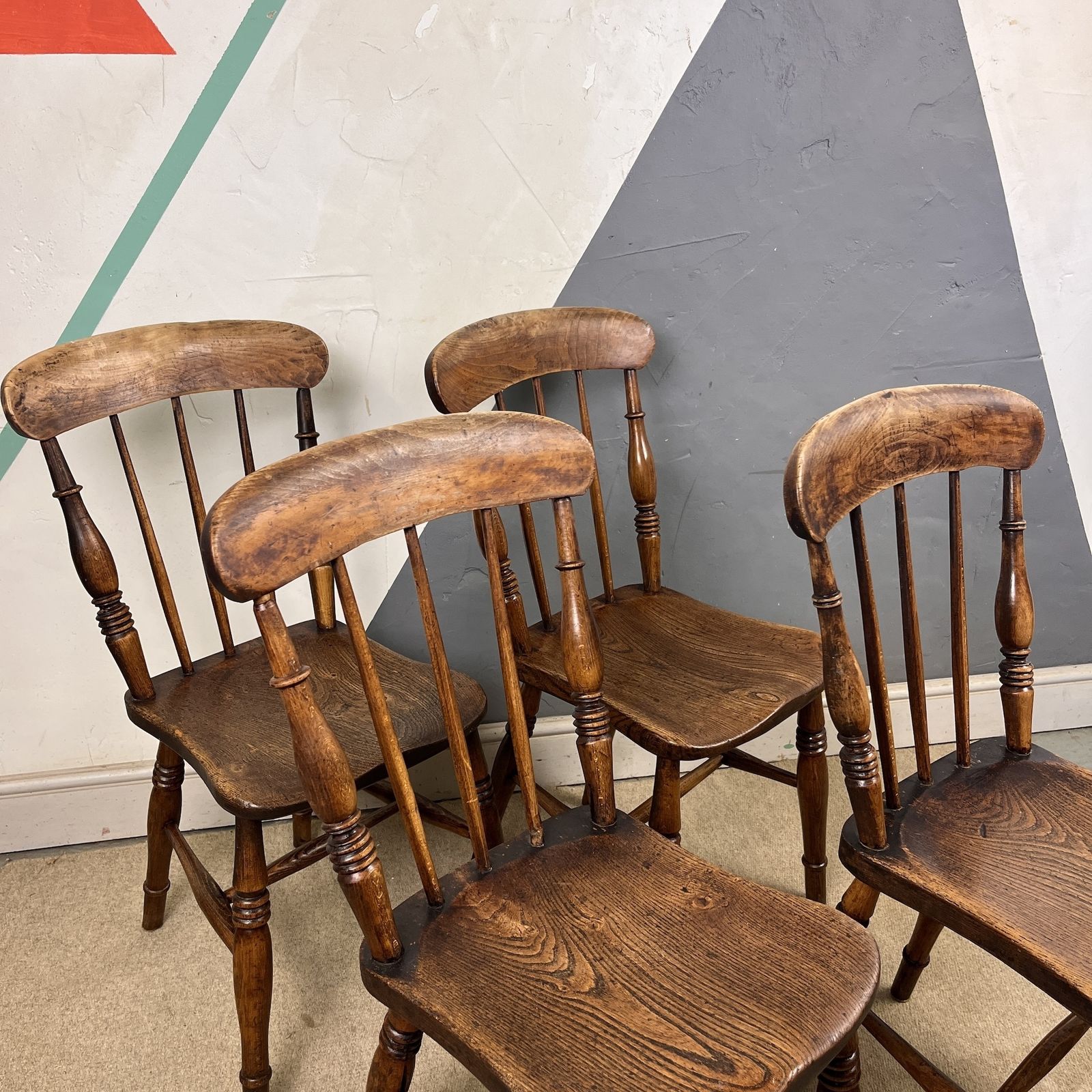 Antique Elm Kitchen Dining Chairs photo vinterior