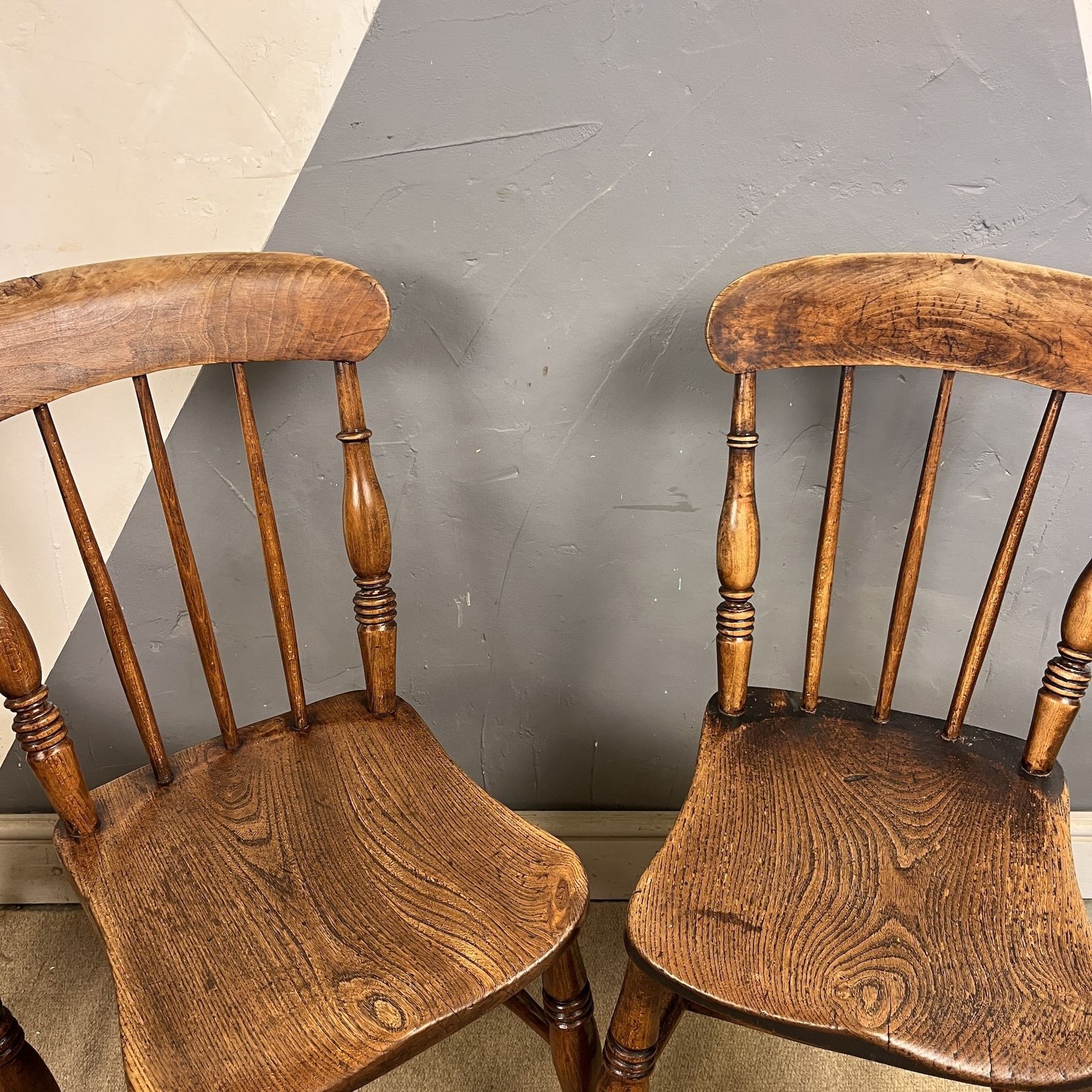 Antique Elm Kitchen Dining Chairs photo vintage