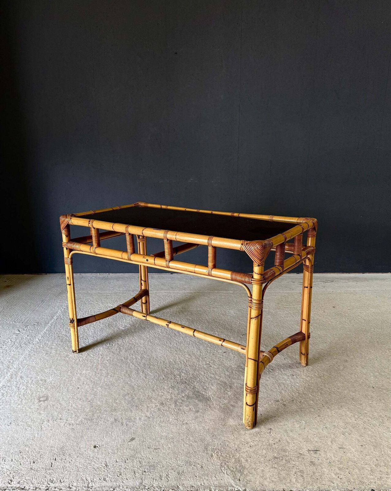 Boho Design Bamboo Console Side Table, 1960's Italy
