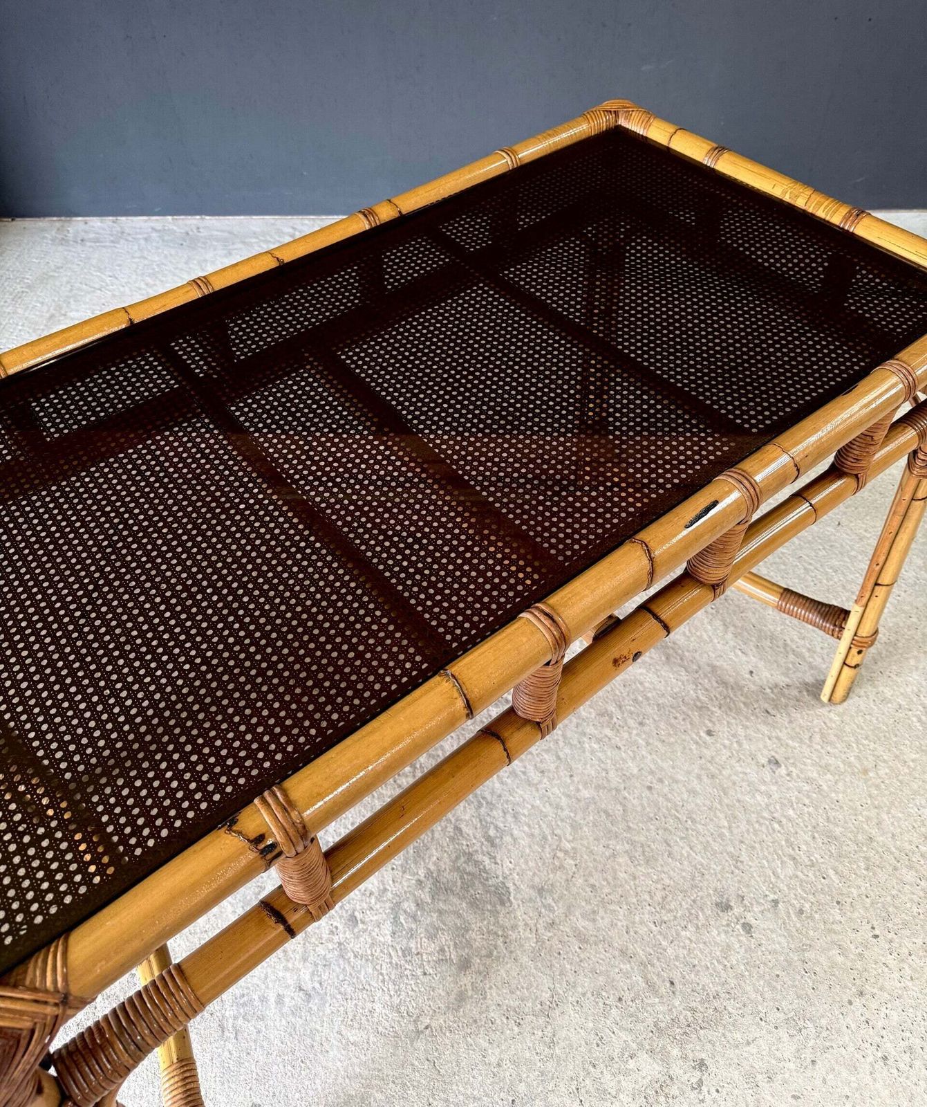 1400.0 Boho Design Bamboo Console Side Table, 1960's Italy photo