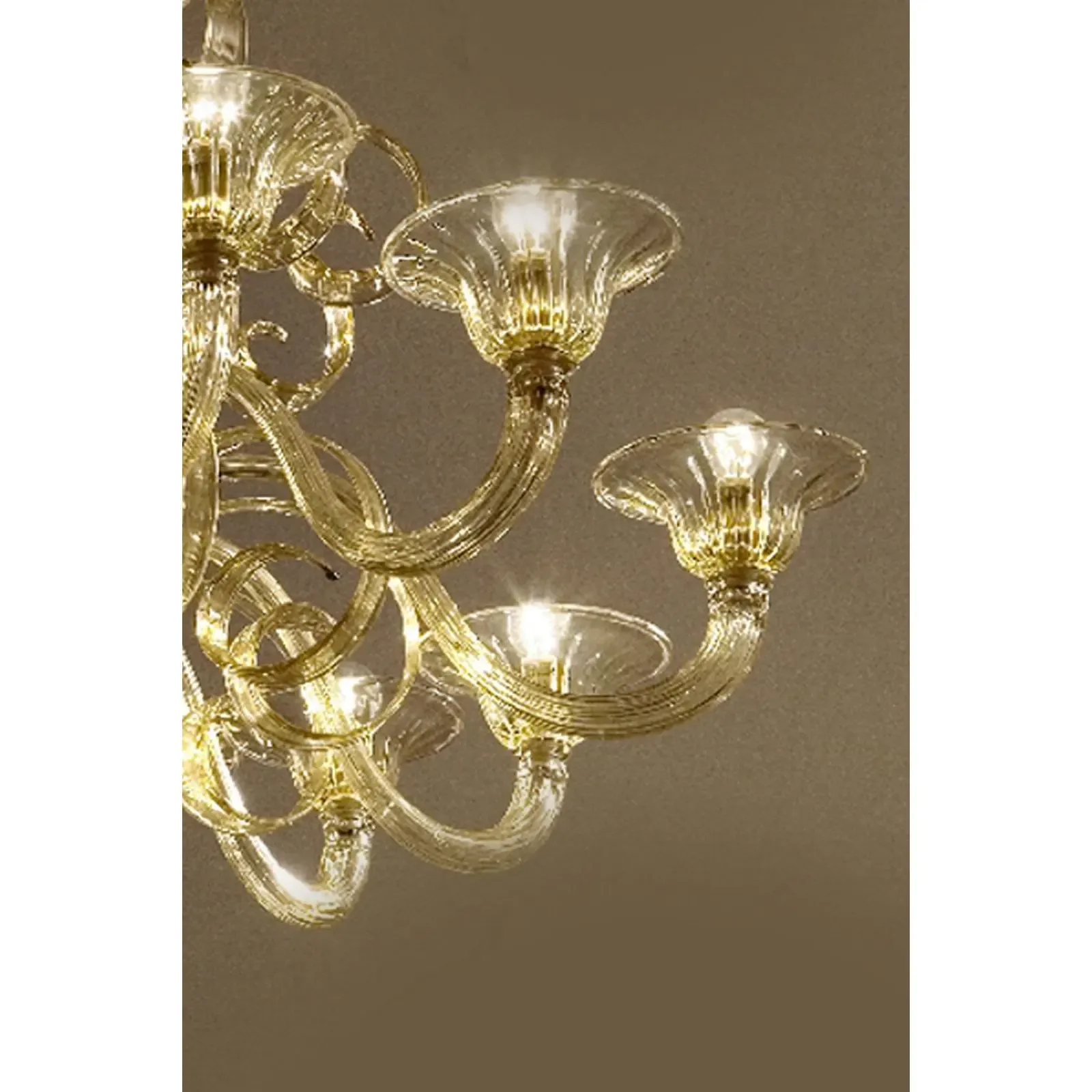 Modern Champagne Venetian “Curls” Murano Glass Chandelier photo for sale