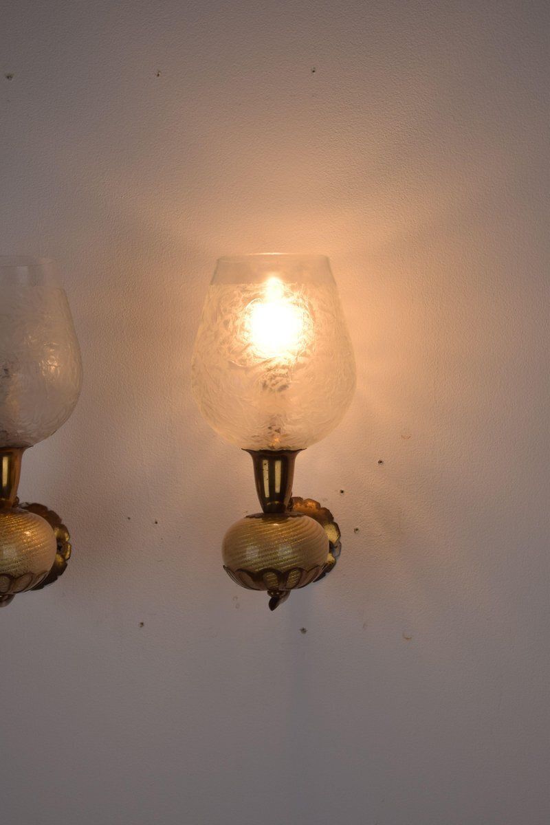 Vintage Wall Lamps From Barovier & Toso, 1940s, Set Of 2 photo vintage