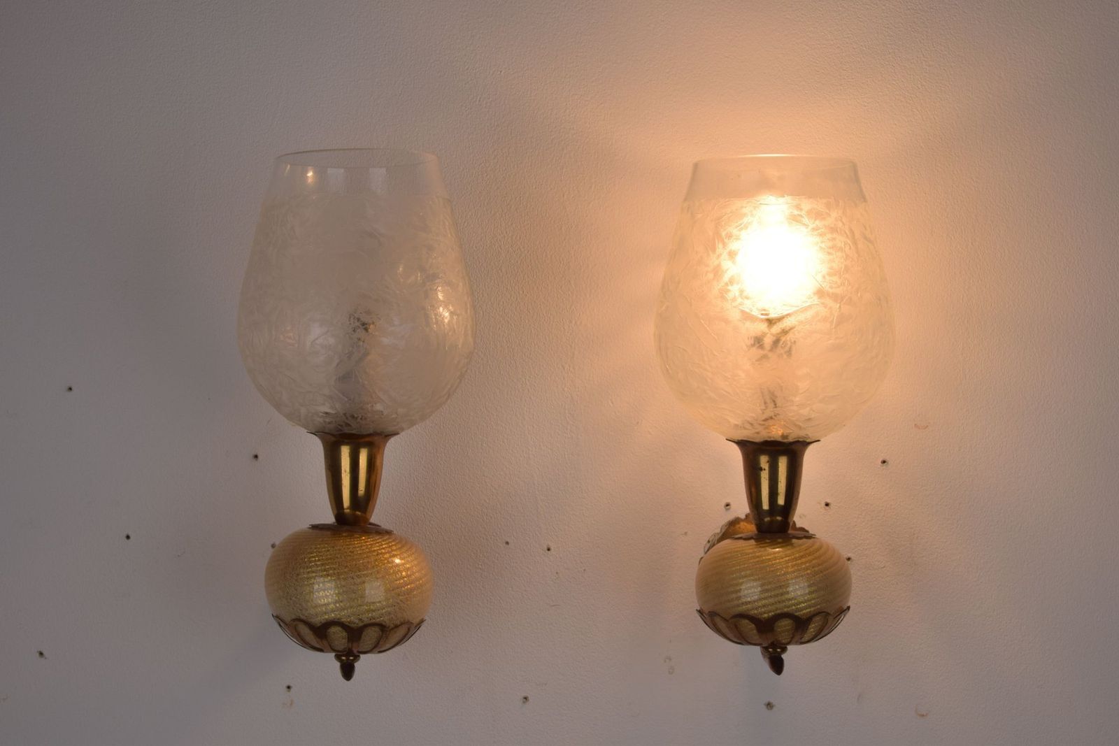 1665.0 Vintage Wall Lamps From Barovier & Toso, 1940s, Set Of 2 photo