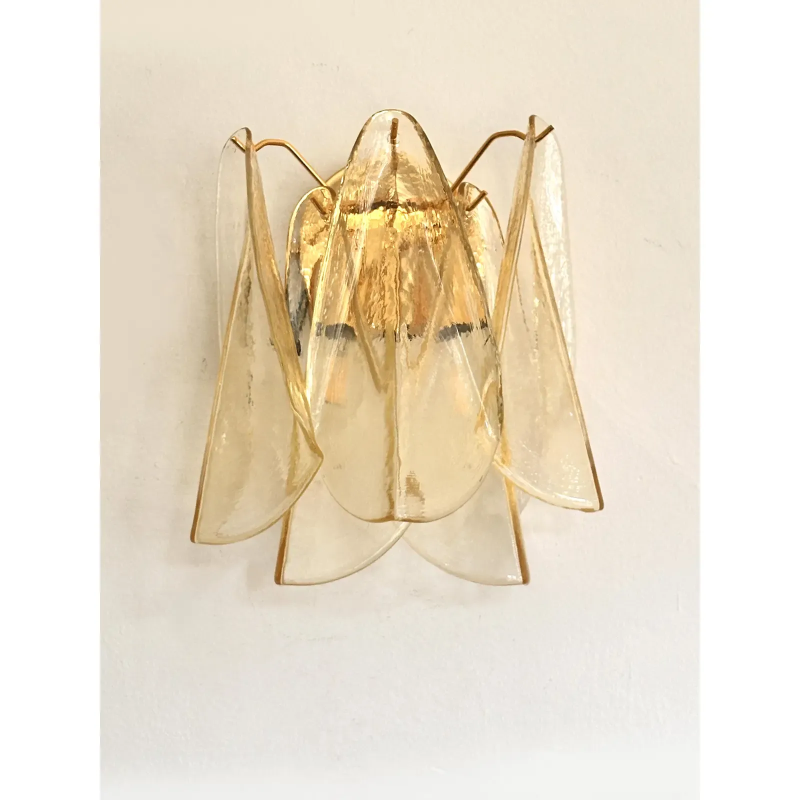 Contemporary Amber “Rondini” Murano Glass Gold Wall Sconce Lot Of 8 photo 10371.0