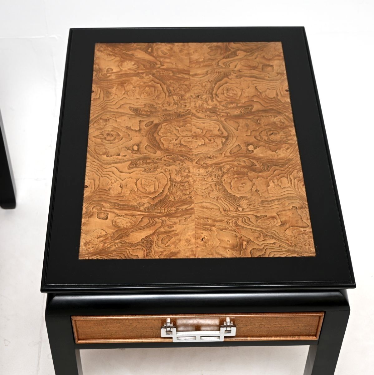 photo furniture Pair Of Vintage Burr Elm Side Tables By Raymond Sobota