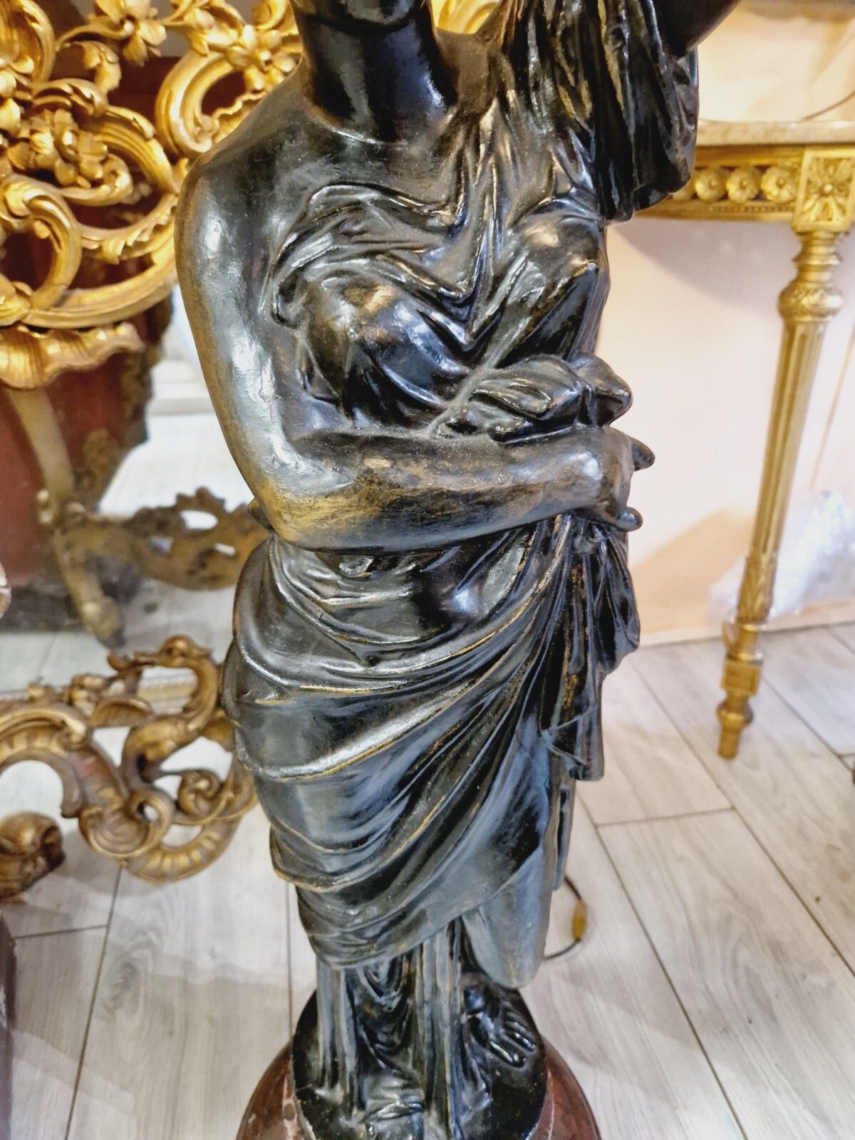 Antique Large French Liberty Table Or Floor Lamp 19th Century 120cm Marble Base photo 995.0