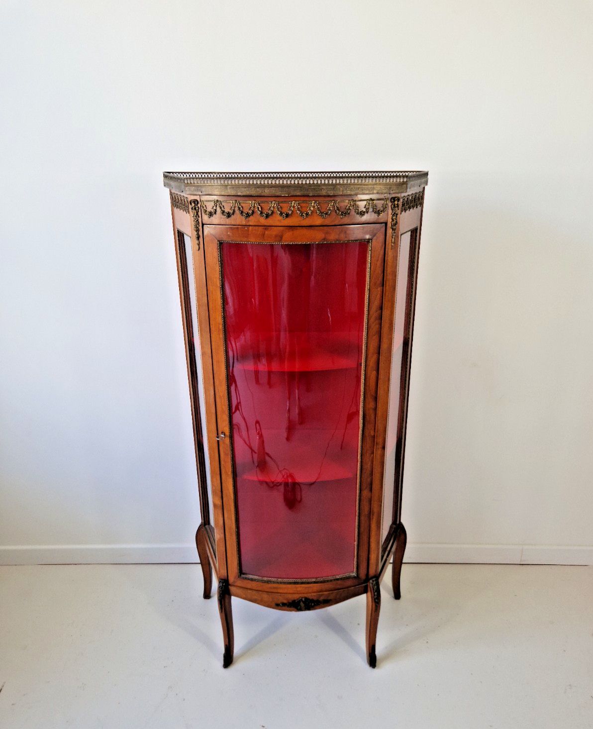 Antique French Louis XVI Style Vitrine Chateau China Cabinet