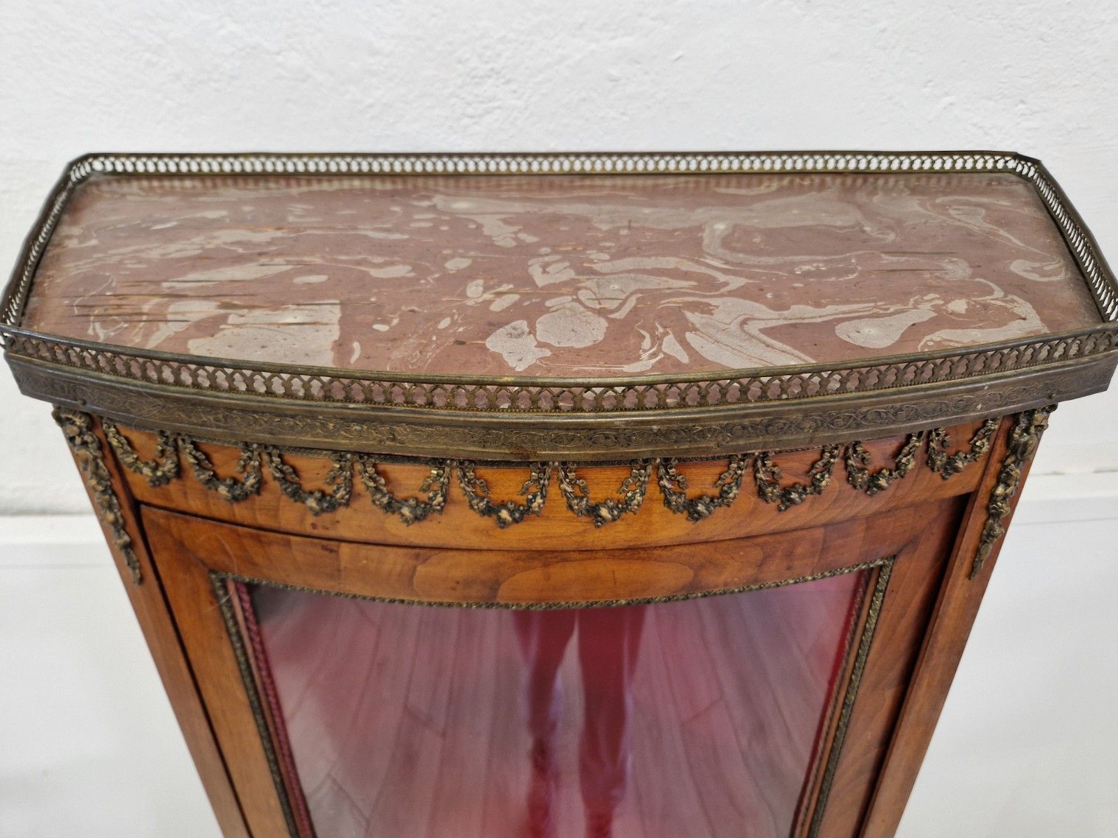 995.0 Antique French Louis XVI Style Vitrine Chateau China Cabinet photo
