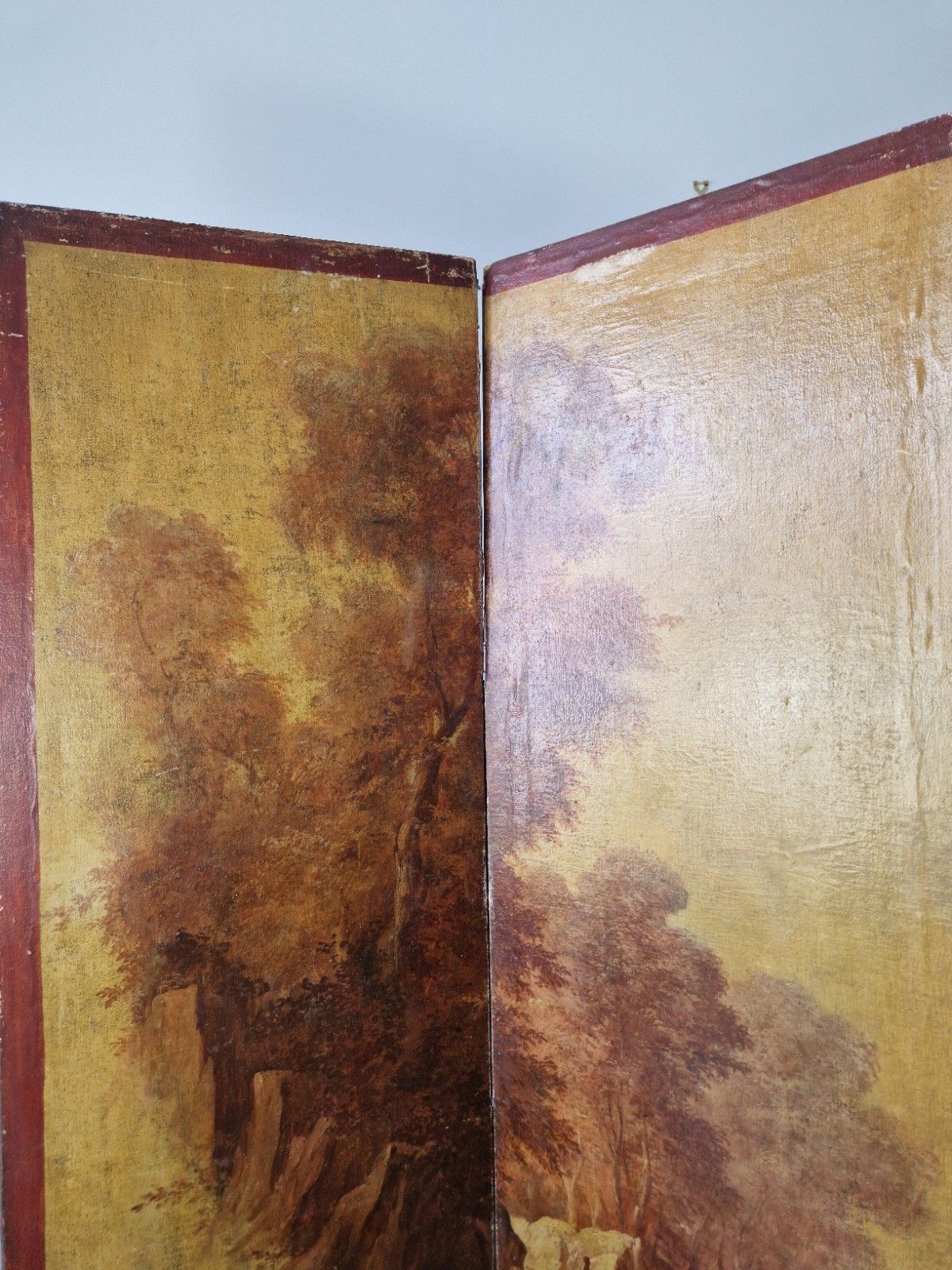 Antique French 4 Panel Hand Painted Room Divider Screen 19th Century photo furniture