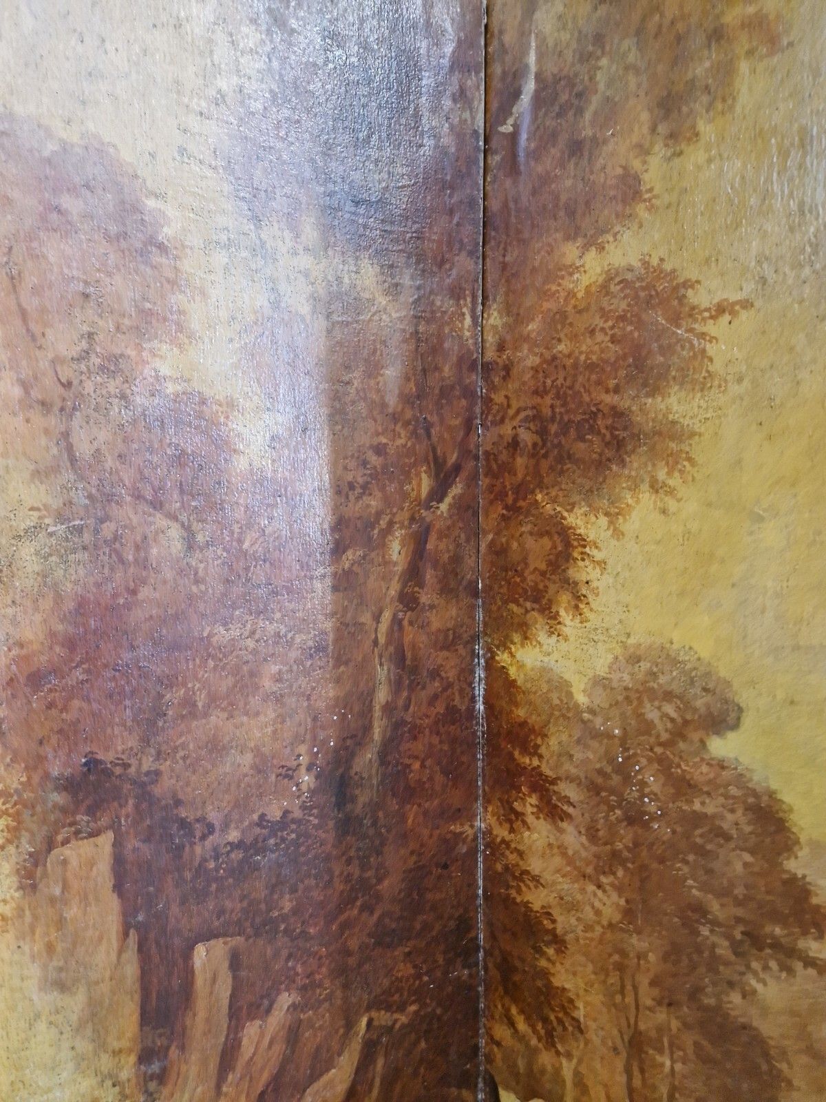 Antique French 4 Panel Hand Painted Room Divider Screen 19th Century photo for sale