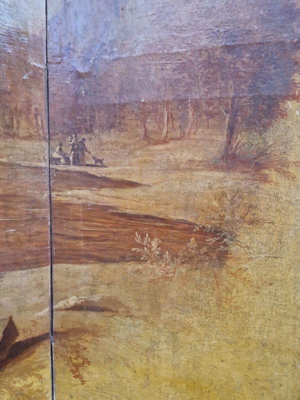 Antique French 4 Panel Hand Painted Room Divider Screen 19th Century photo buy