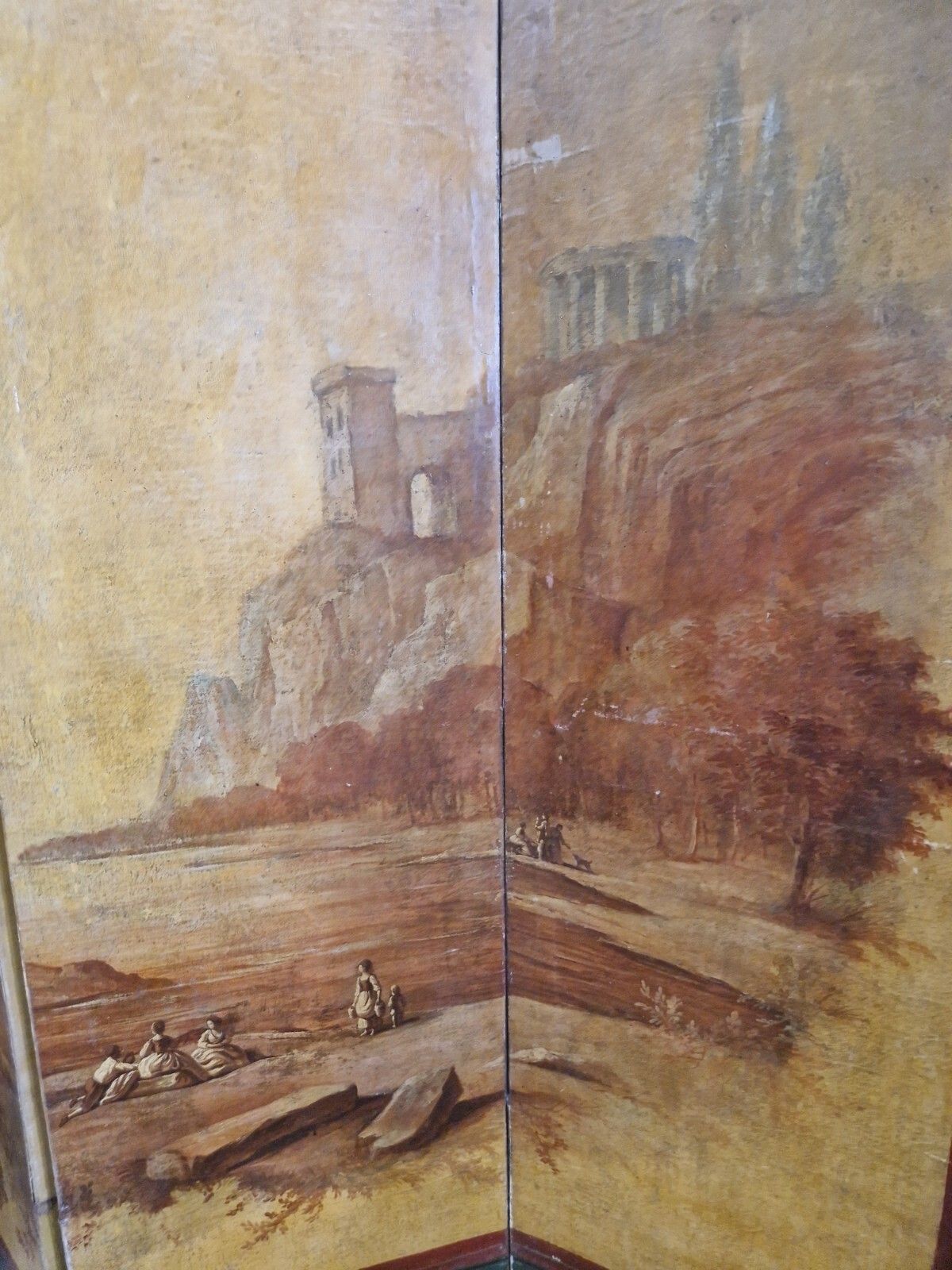 photo buy Antique French 4 Panel Hand Painted Room Divider Screen 19th Century