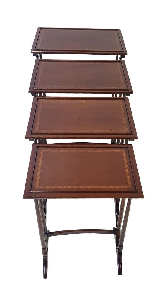 Good Quality Fully Restored Nest Of 4 Edwardian Inlaid Mahogany Tables photo for sale